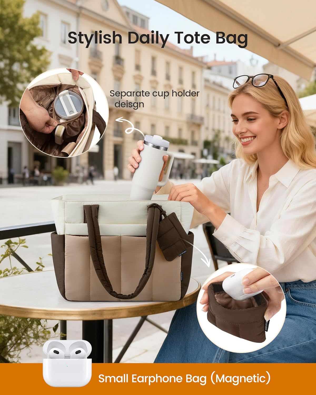 Detalle de LOVEVOOK Lightweight Puffer Tote Bag for Women