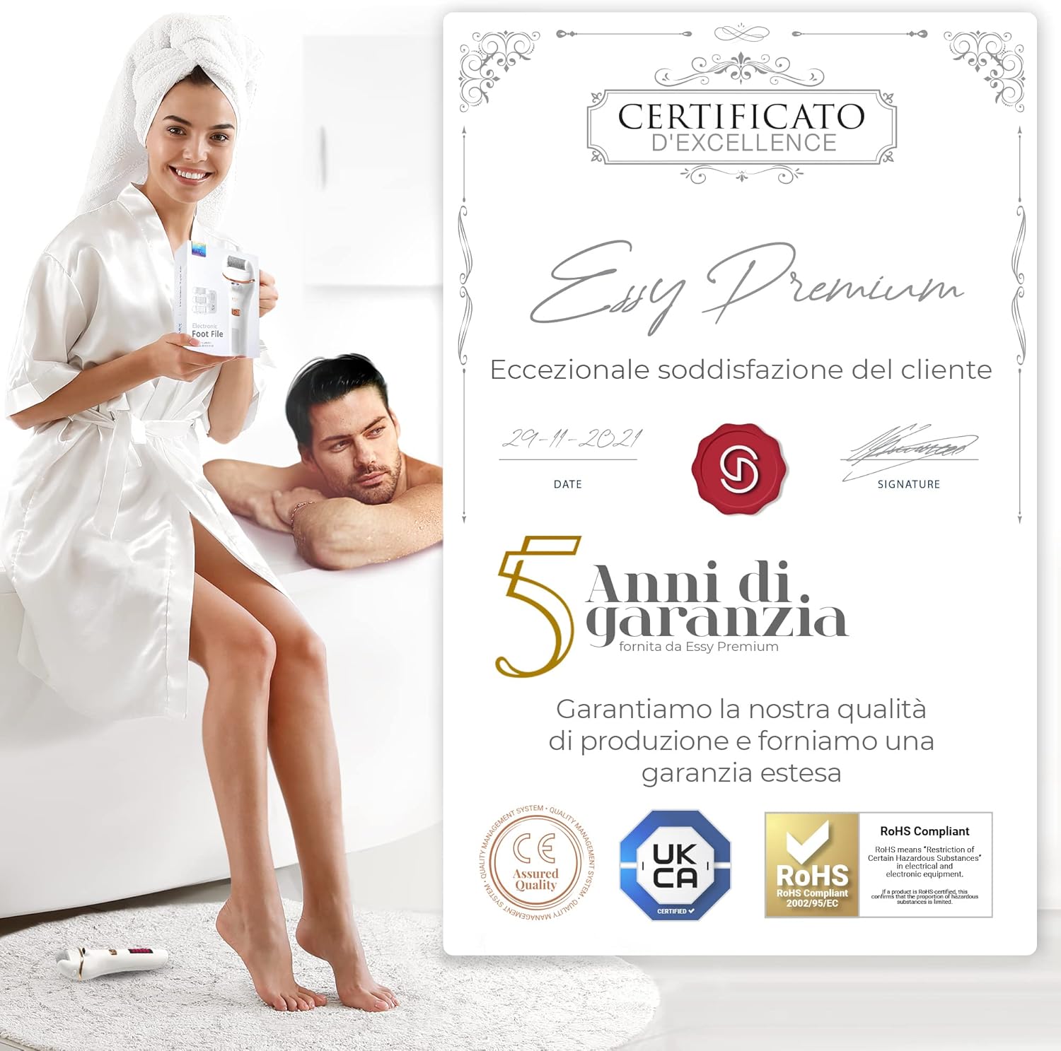 Thumbnail 4 de Essy Pedicure Elettrica Professionale per Piedi con 5 Rulli Sostituibili (Bianco) – Lima per calli e duroni