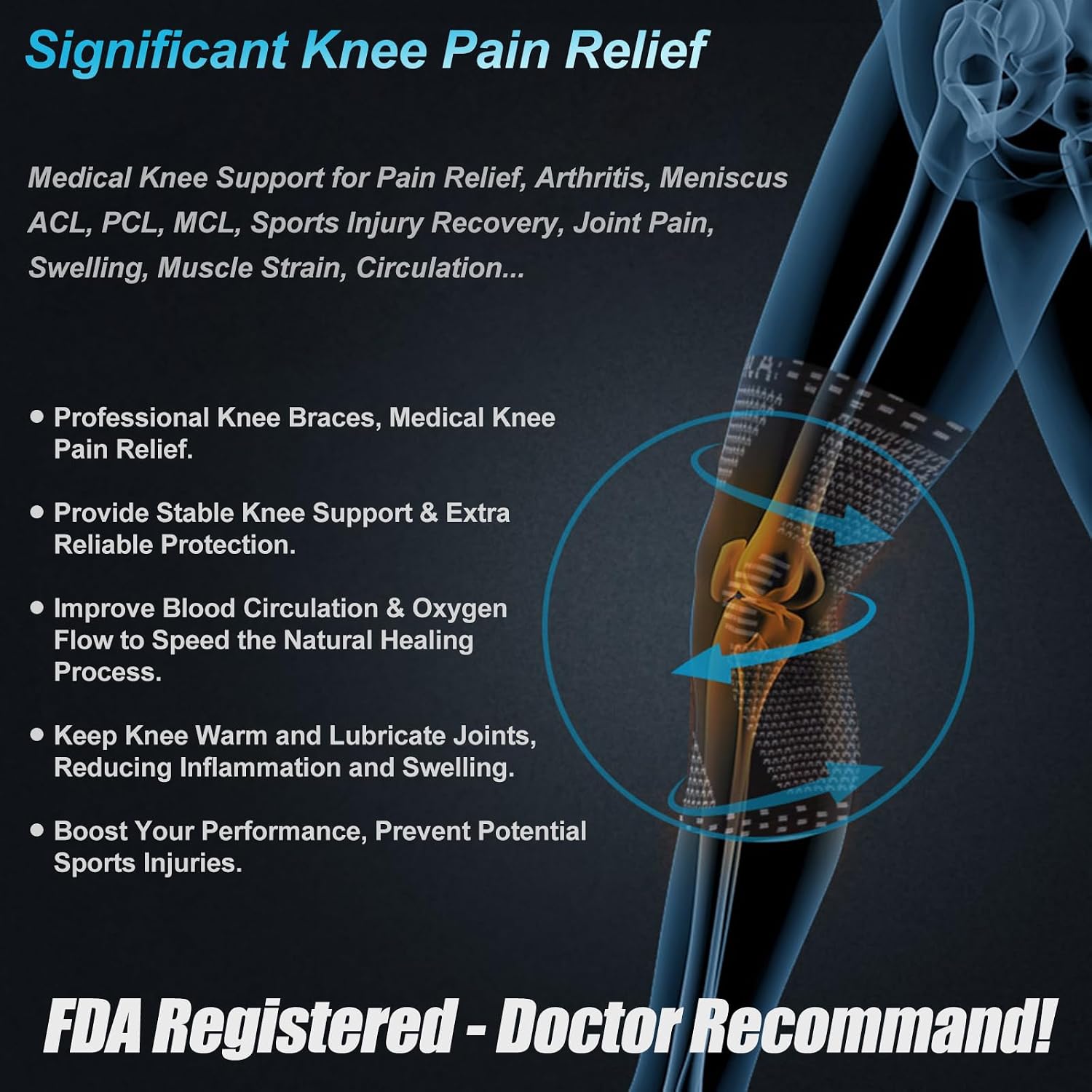 Detalle 2 de NEENCA Professional Knee Brace Compression Sleeve with Patella Gel Pads & Side Stabilizers