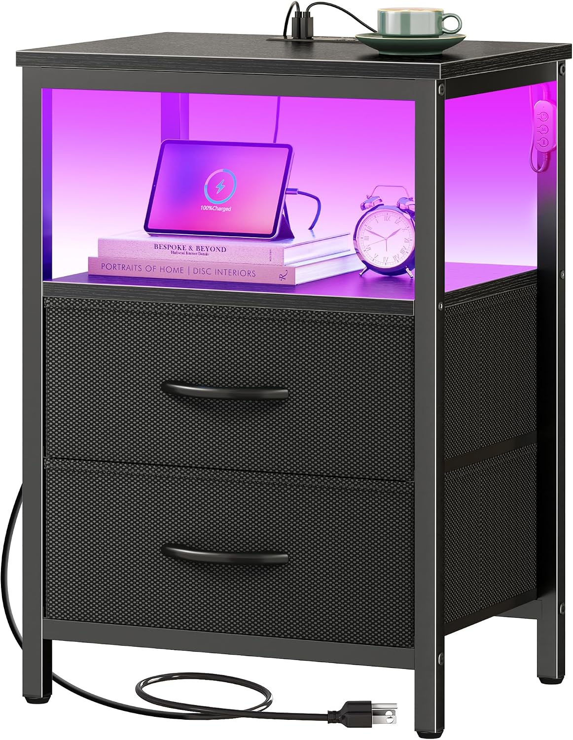Detalle de Huuger Night Stand 2-Drawer Nightstand with Charger
