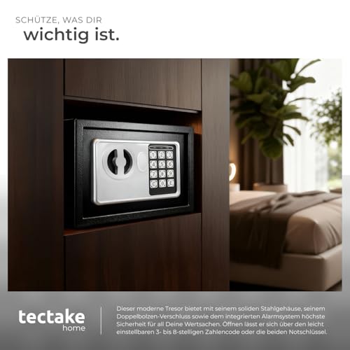 Detalle 2 de tectake Tresor für Zuhause: Elektronischer Safe mit Doppelbolzenverschluss, LED-Anzeige und zwei Öffnungsoptionen