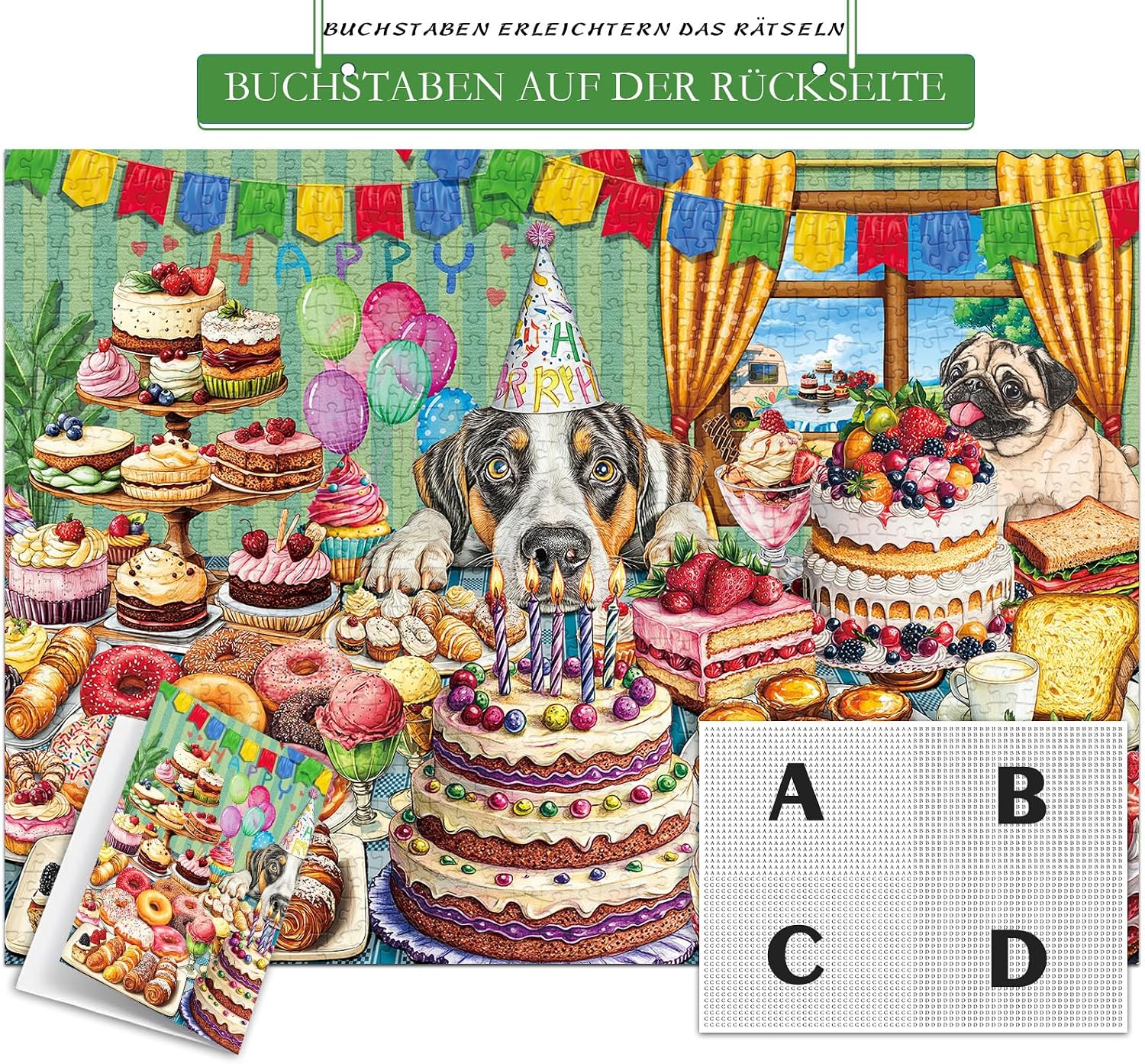 Thumbnail 4 de HUADADA Puzzle 1000 elementów z motywem psa, 70 × 50 cm