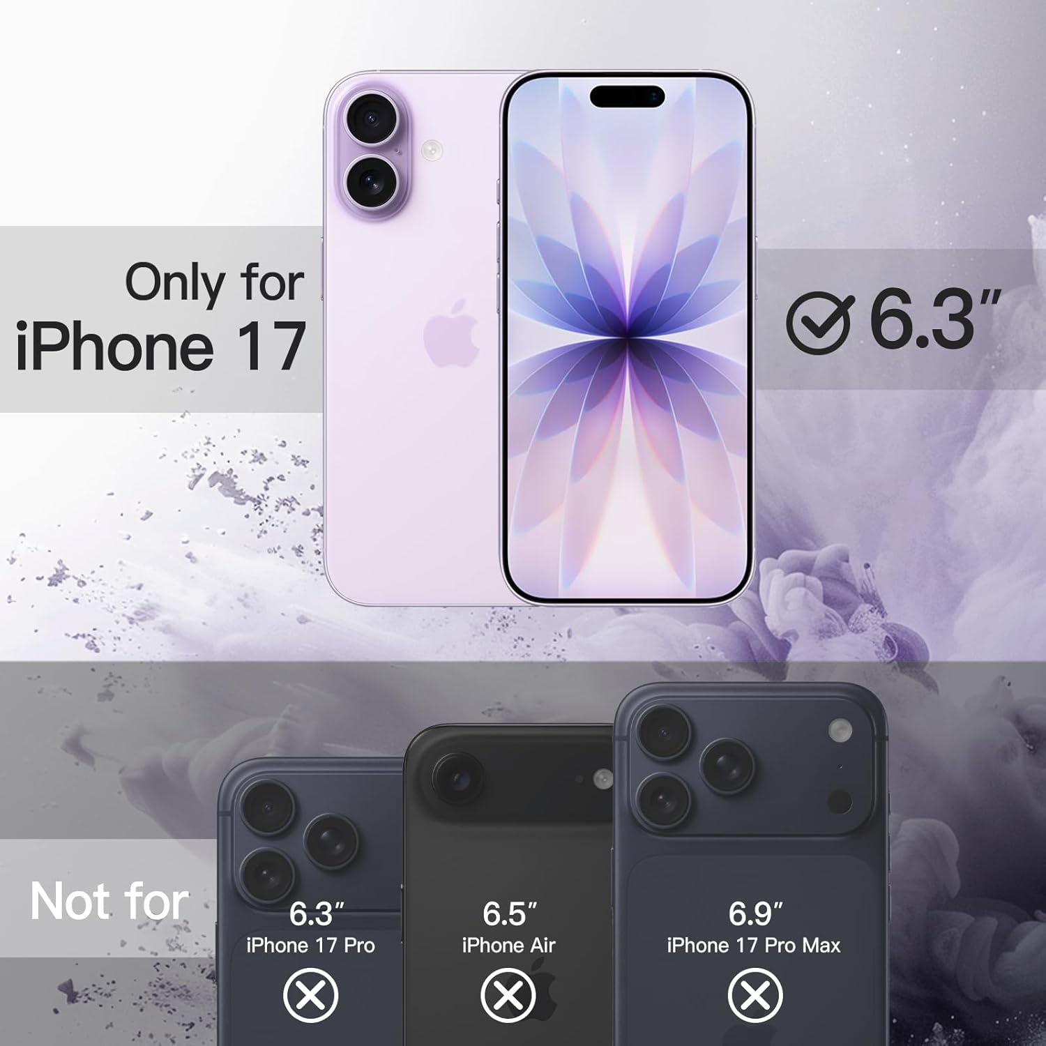 Thumbnail 1 de JETech Case for iPhone 17 6.3-Inch in Lavender: Shockproof TPU Frame with Clear Back