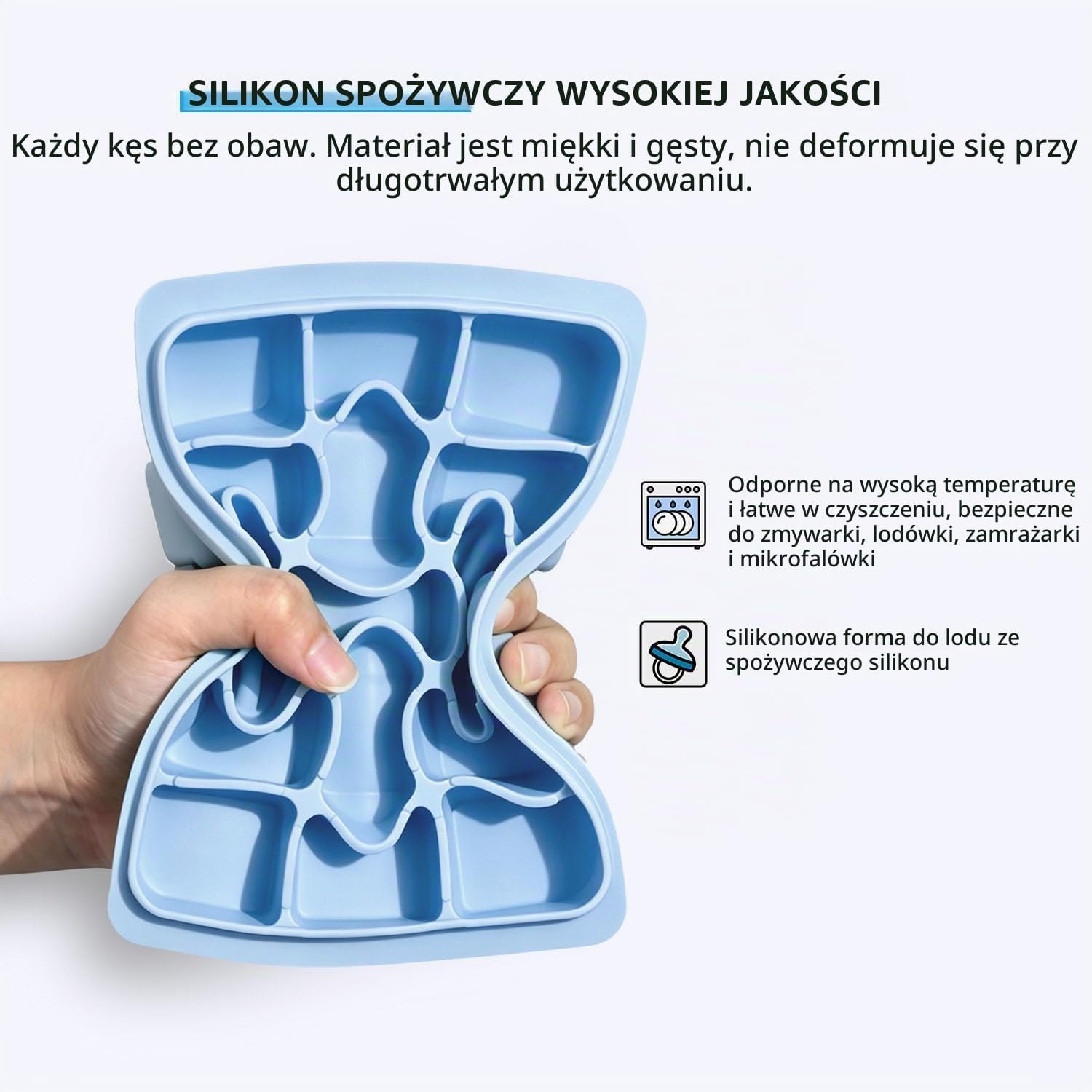 Detalle de Azxb Azxb- Ice Cube Trays – silikonowa foremka na 15 kostek z pokrywką