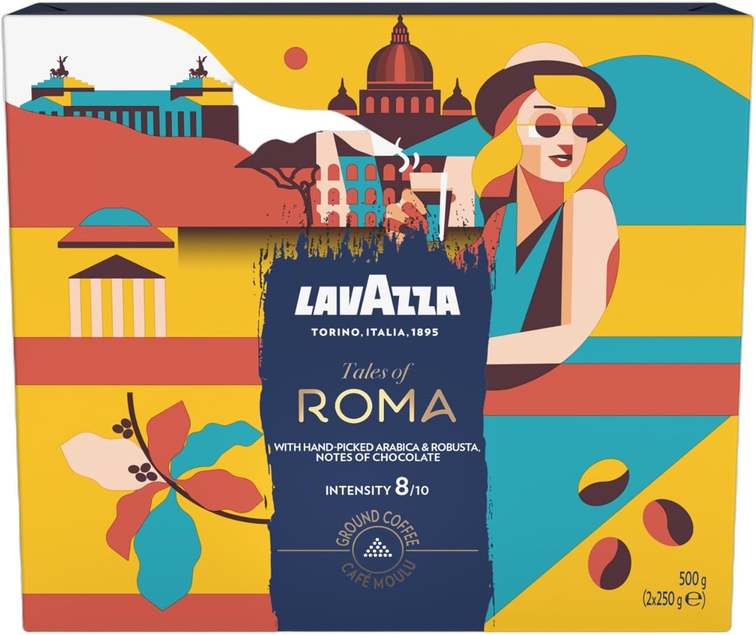 Detalle de Lavazza Tales of Roma – Café Moulu 2 x 250 g, idéal pour machine filtre ou manuelle