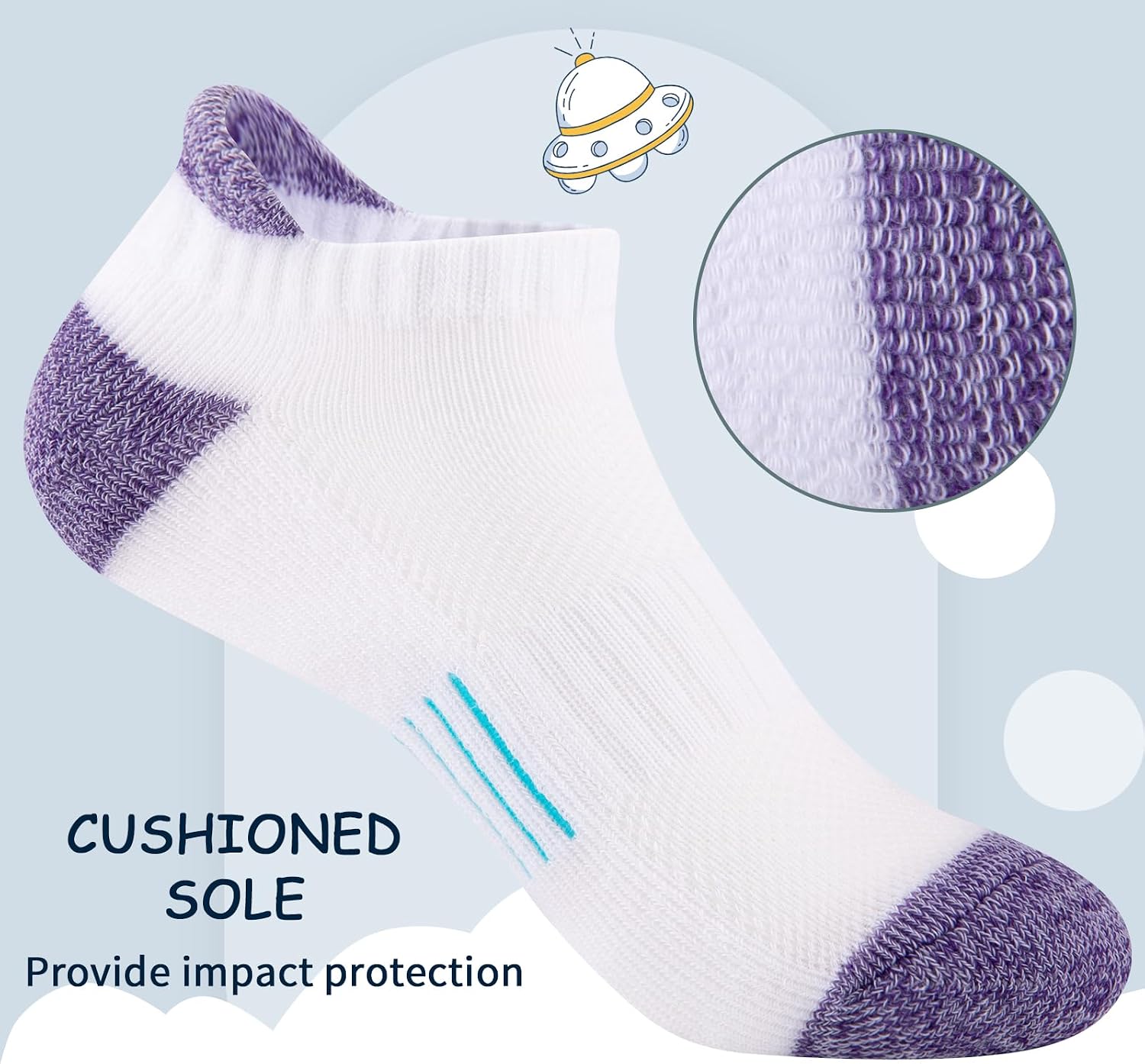 Detalle 2 de Comfoex 0 Girls' Ankle Athletic Socks with Cushioned Soles and Mesh