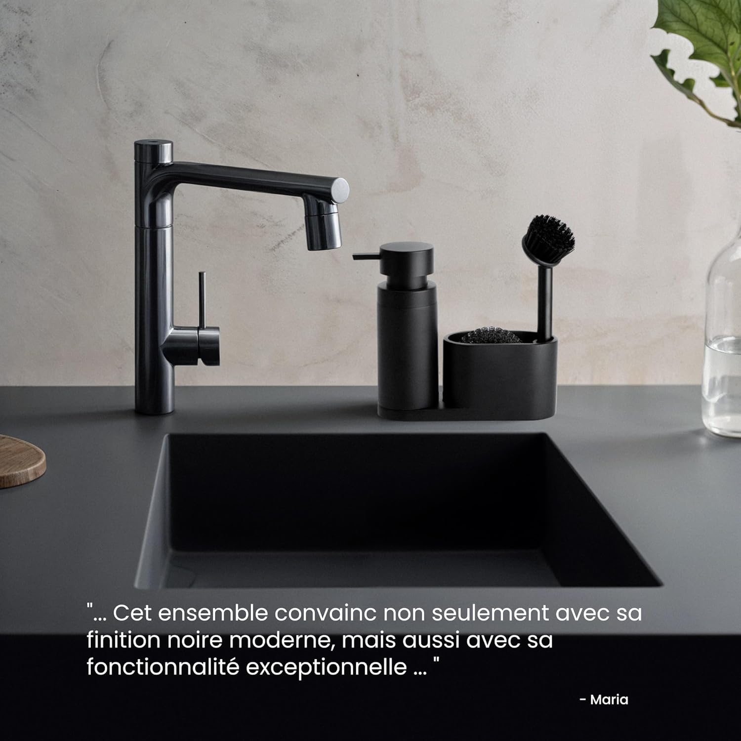 Thumbnail 5 de Black Sweden Home distributeur de savon avec porte-éponge et brosse pour évier de cuisine