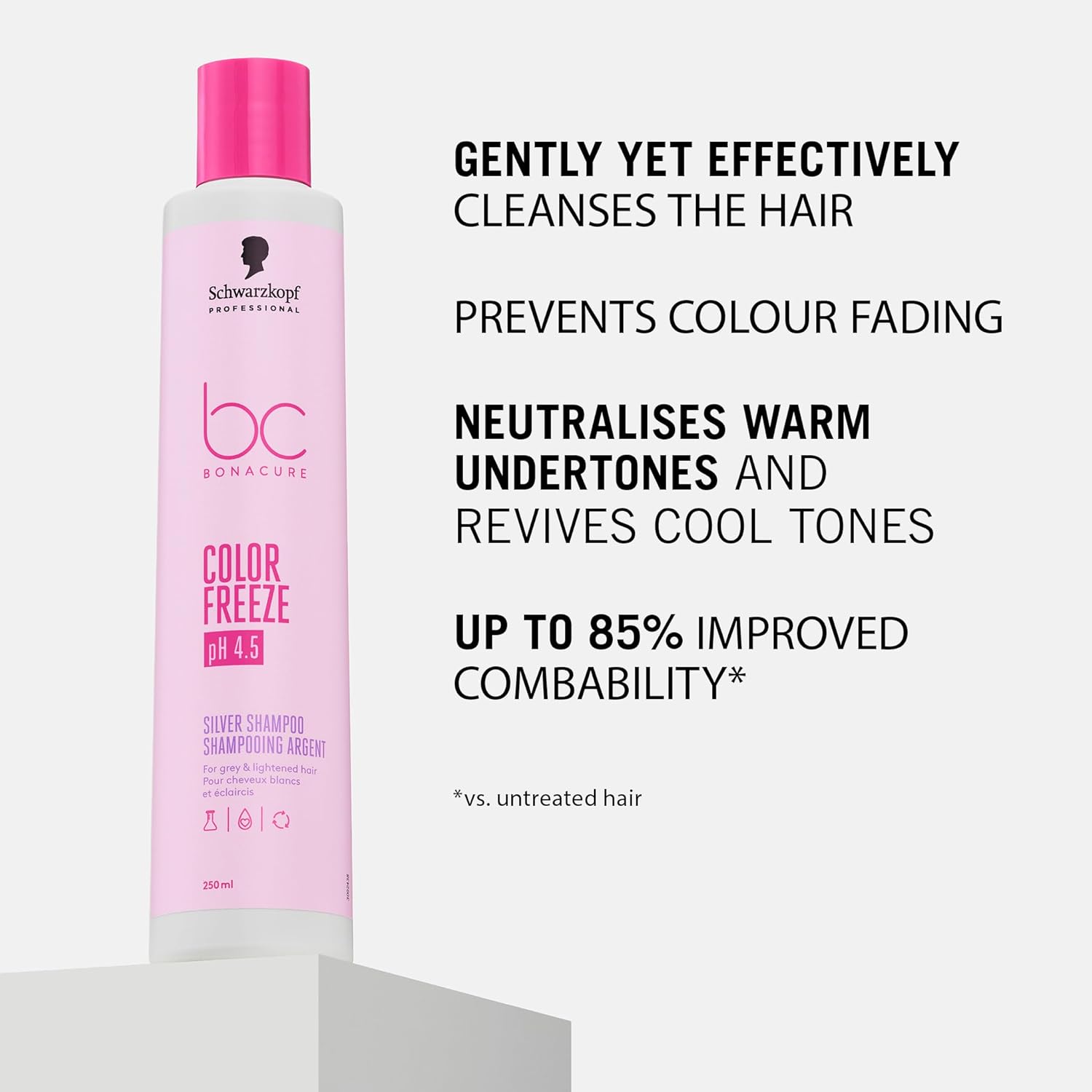 Detalle de Schwarzkopf BC Color Freeze Silver Shampoo – Neutralises Brassiness for Blonde and Grey Hair