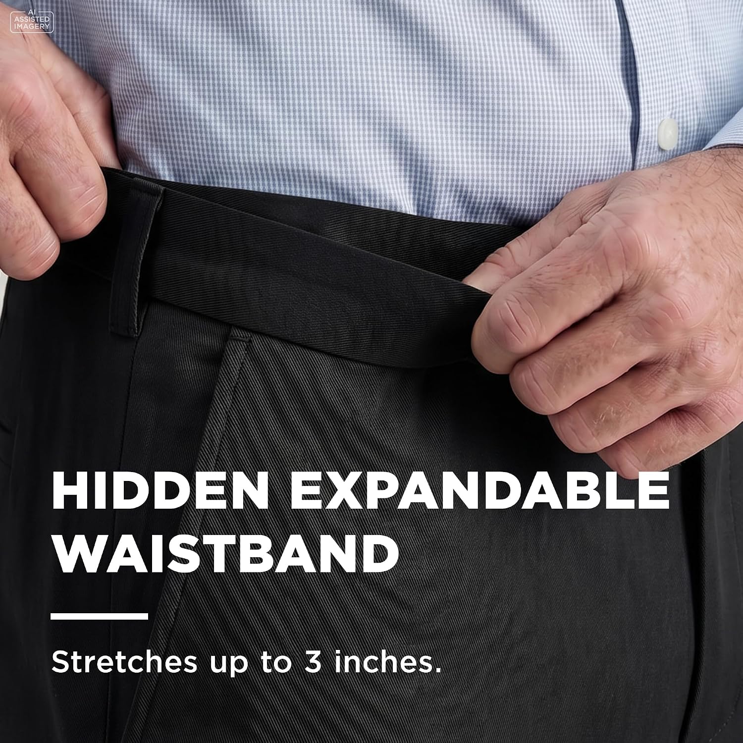 Detalle 2 de Haggar No Iron Khaki Pant 3" Stretch