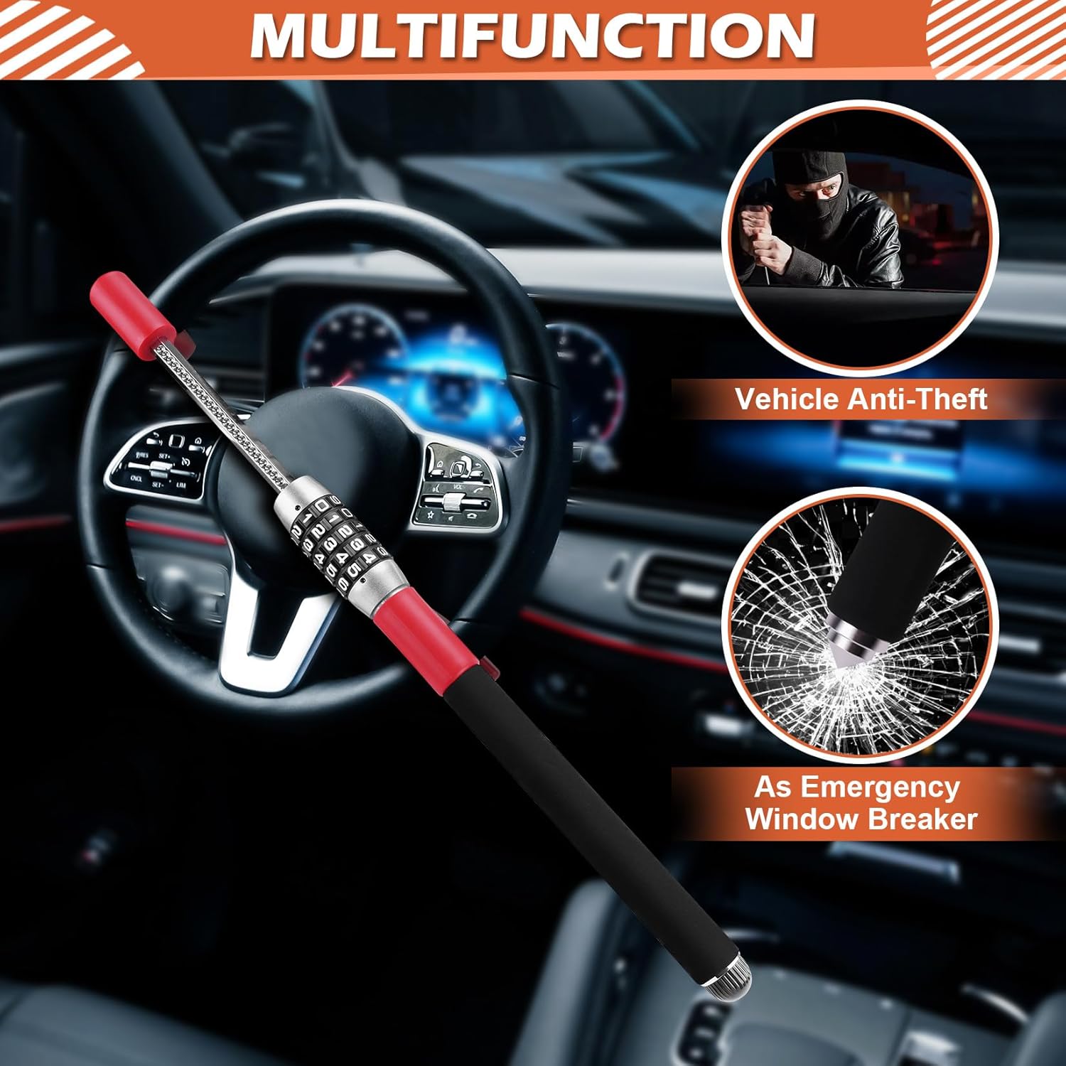 Thumbnail 5 de Tevlaphee 5-digit keyless steering wheel lock