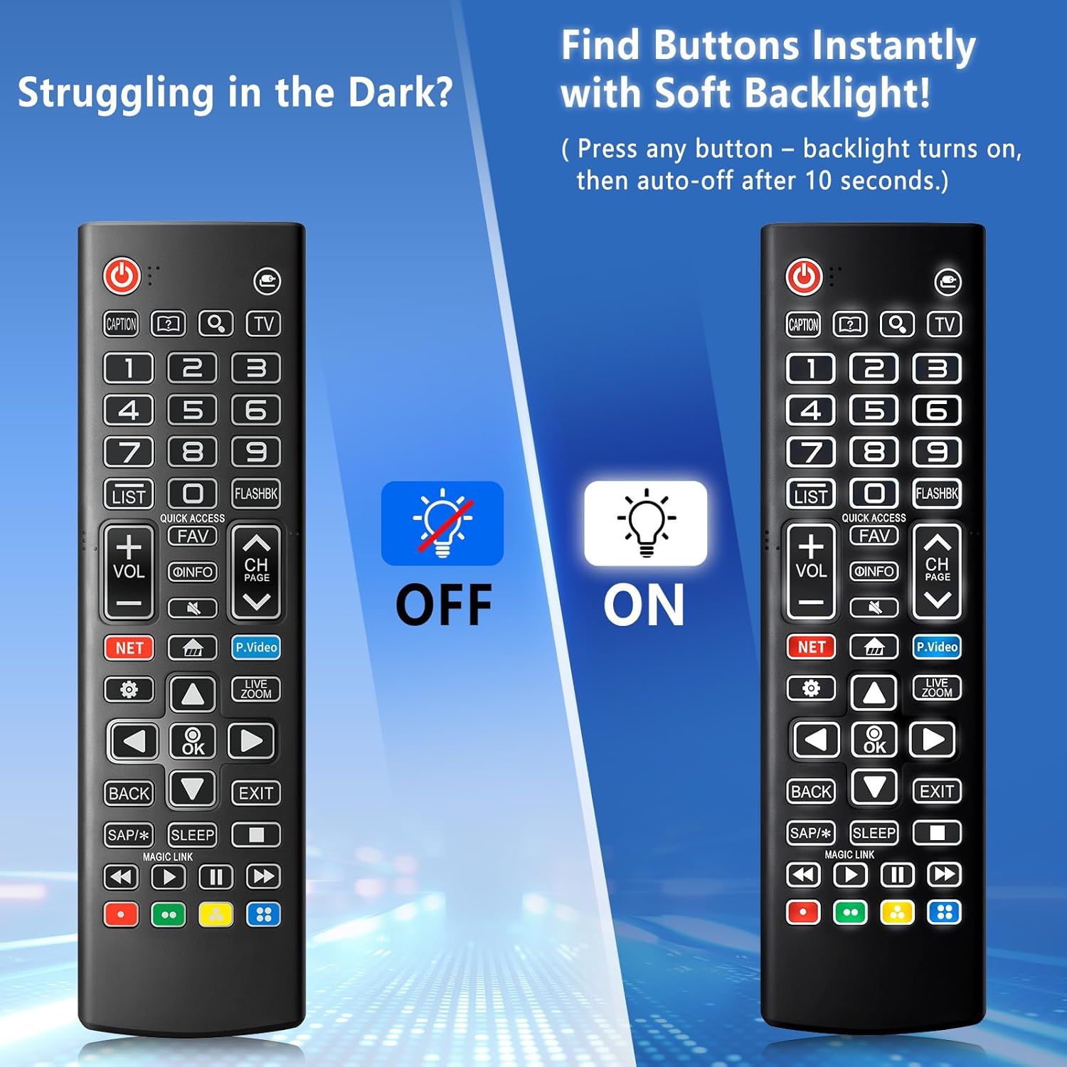 Thumbnail 1 de LG Universal Backlit Remote Replacement with Touch-Activated Soft Backlight