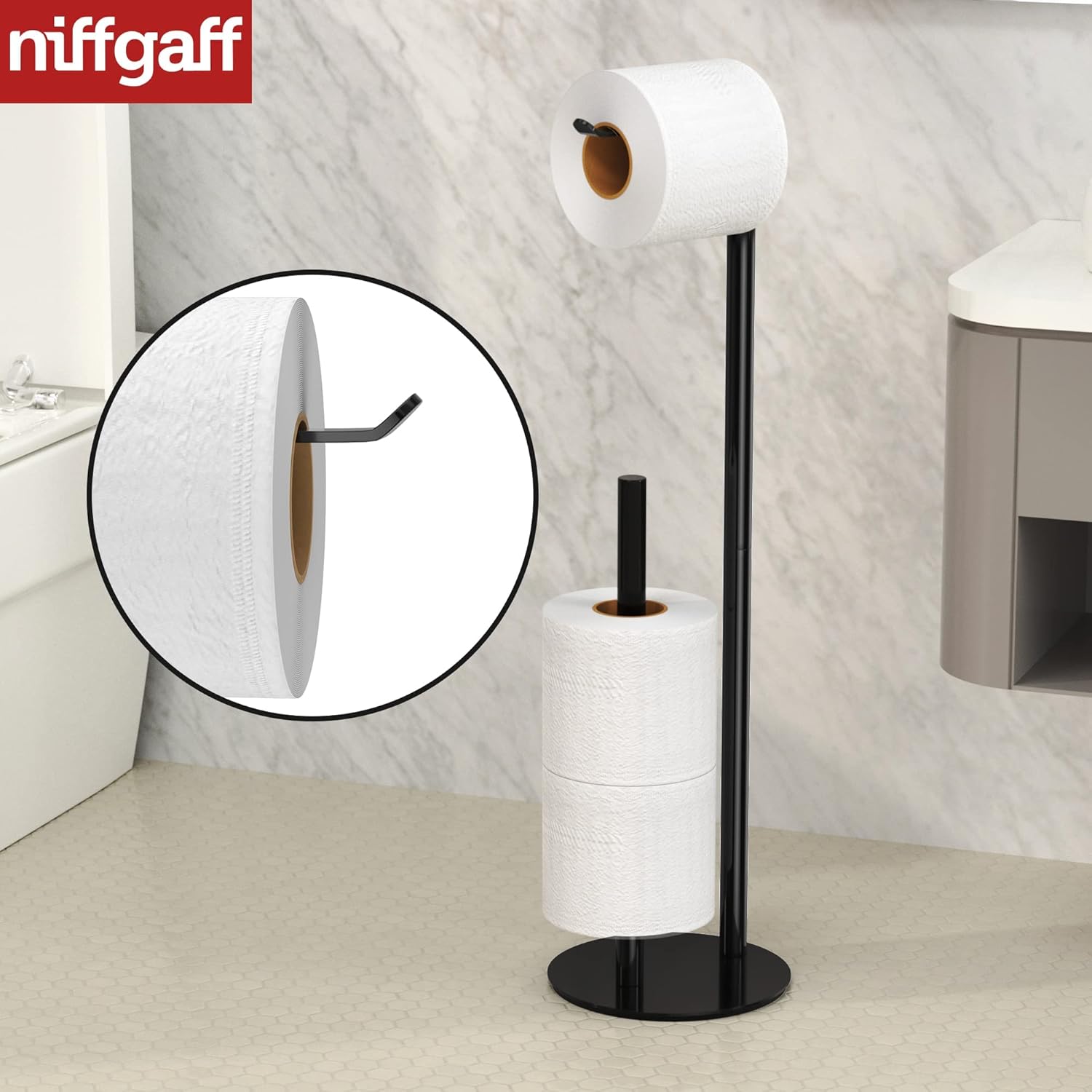 Thumbnail 1 de Schwarzer Toilettenpapierhalter aus Edelstahl