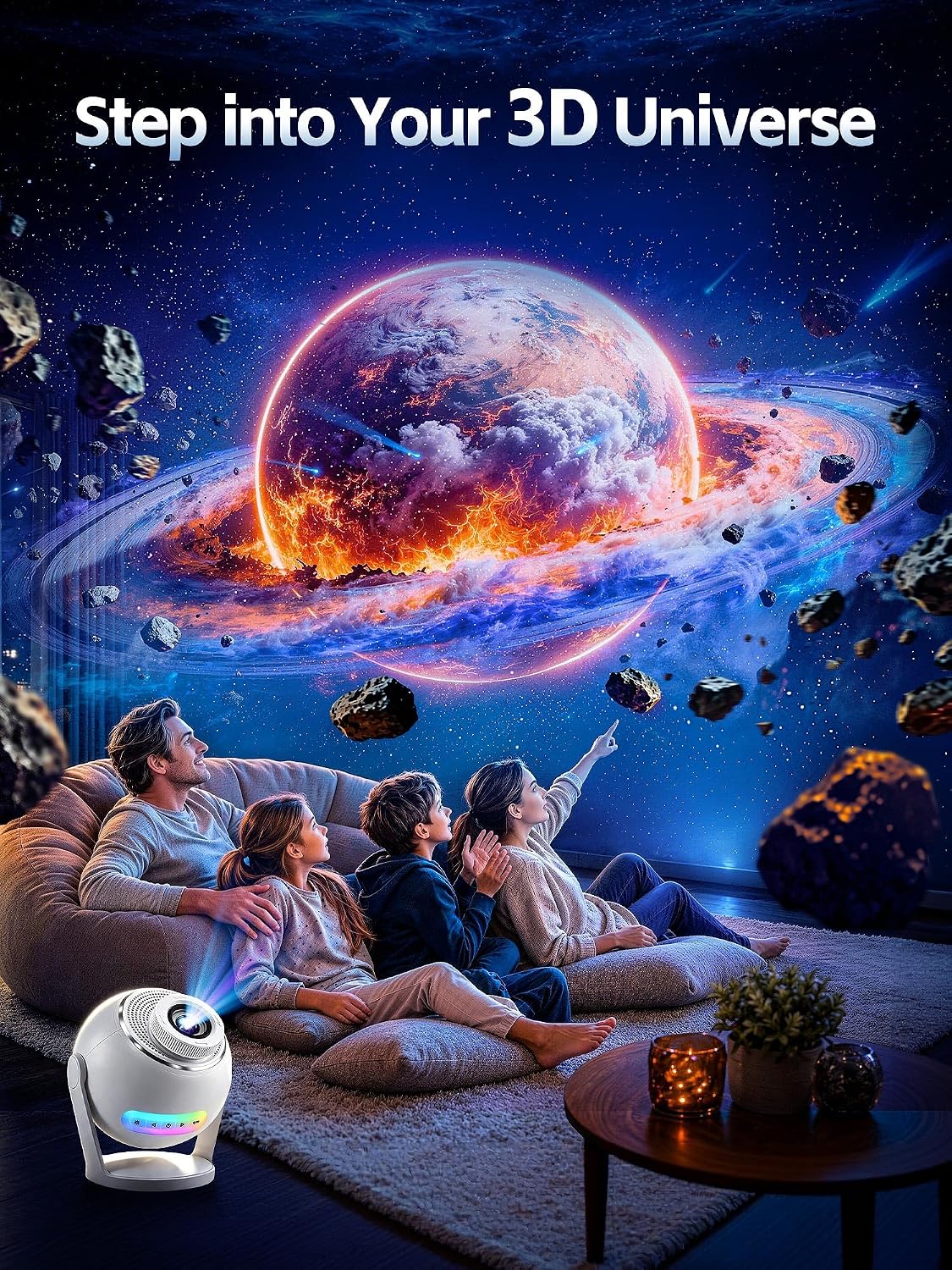 Detalle de One Fire SK19 Pro 3D Galaxy Projector with 60 Scenes and Bluetooth Speaker