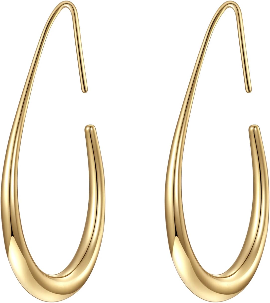 Detalle 2 de Lightweight Teardrop Hoop Earrings for Women – 14k Gold Plated