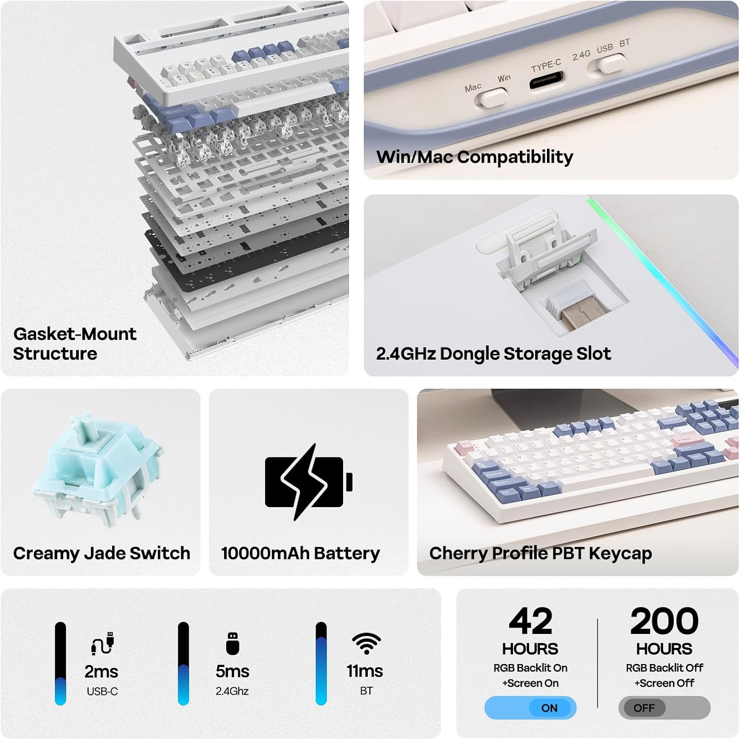 Thumbnail 1 de EPOMAKER TH108 PRO 10000mAh Wireless Keyboard