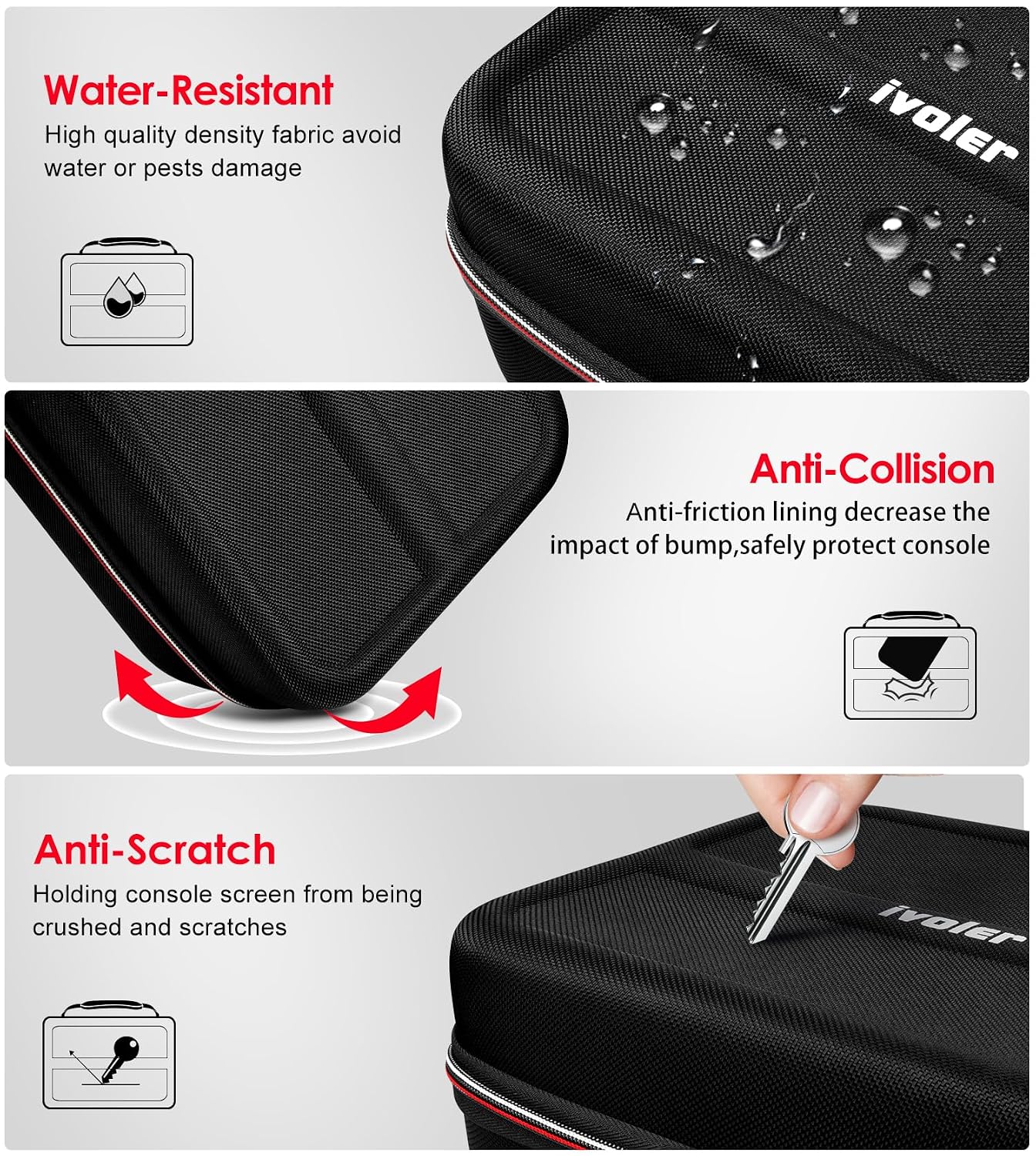 Detalle 2 de iVoler zerkar Nintendo Switch Carrying Case, EVA Hard Shell, 18-Game Storage