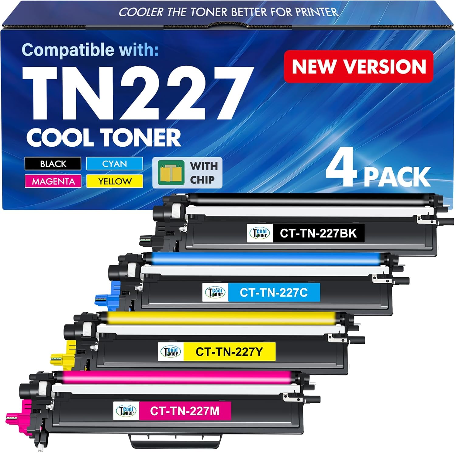 Detalle de Cool Toner TN227 Toner Cartridge 4-Pack, High-Yield 4-Color Set