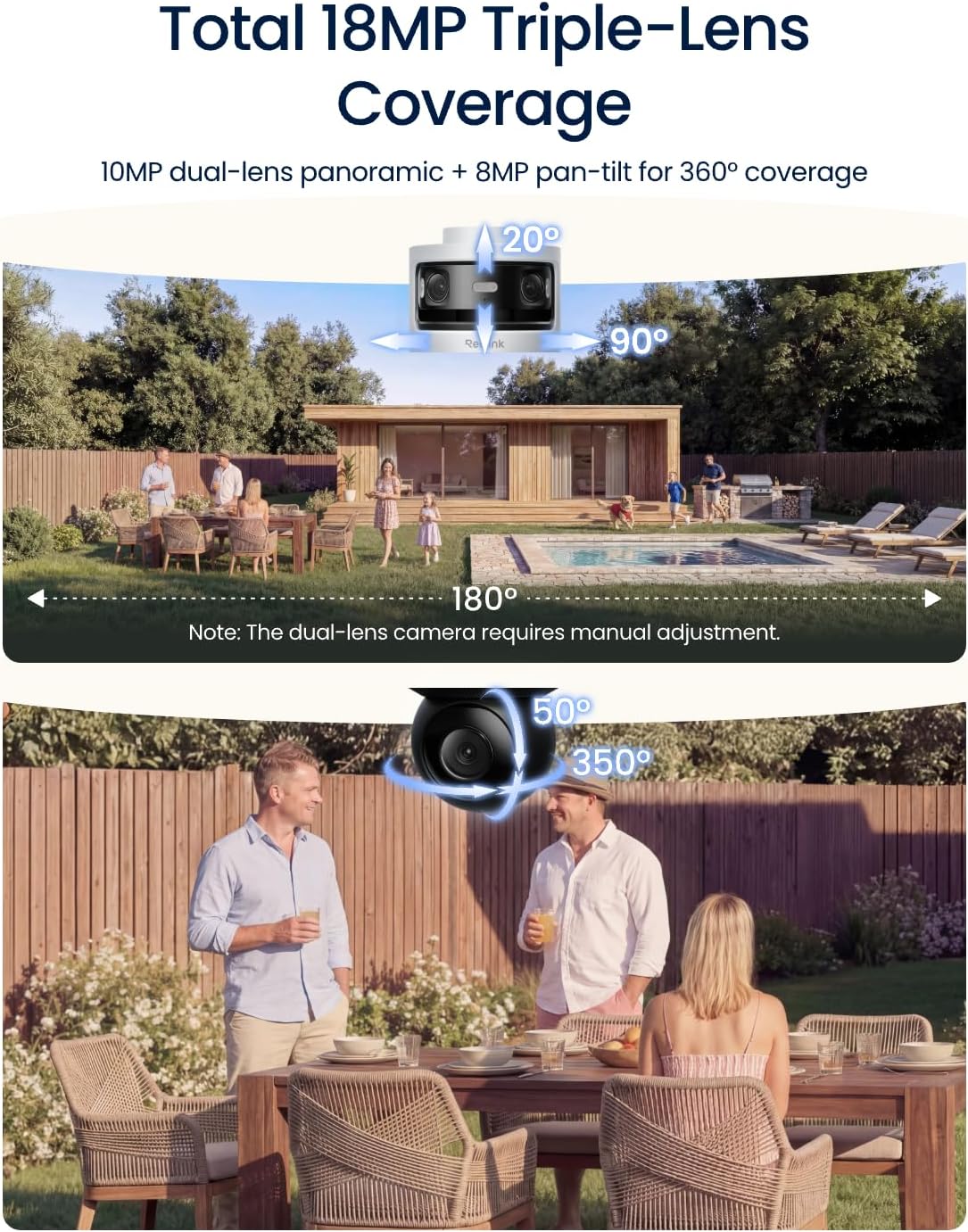Thumbnail 1 de REOLINK OMVI 3i WiFi Outdoor Security Camera, 18MP Triple-Lens 4K