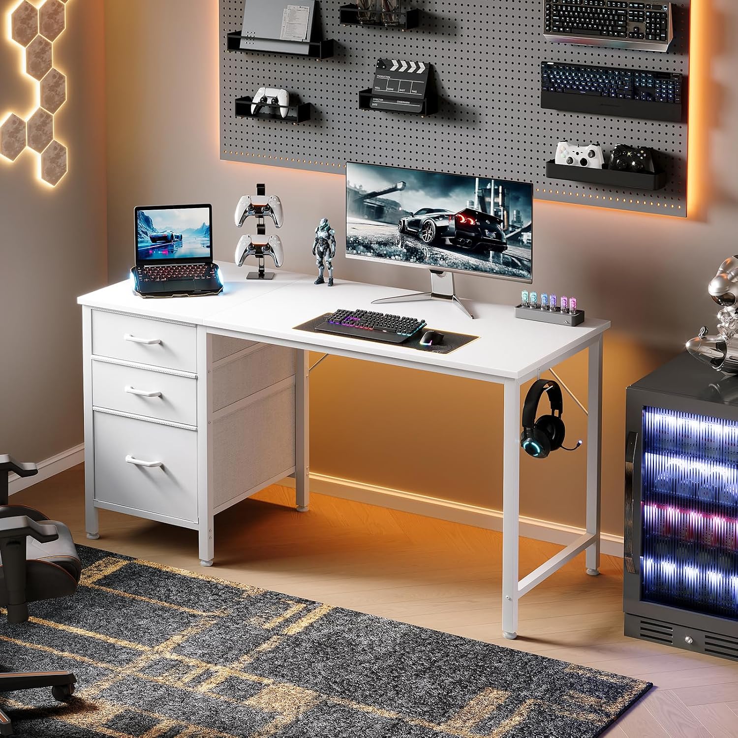 Thumbnail 6 de Coleshome REX-09 skrivbord, 120 × 48 cm, med tre tyglådor