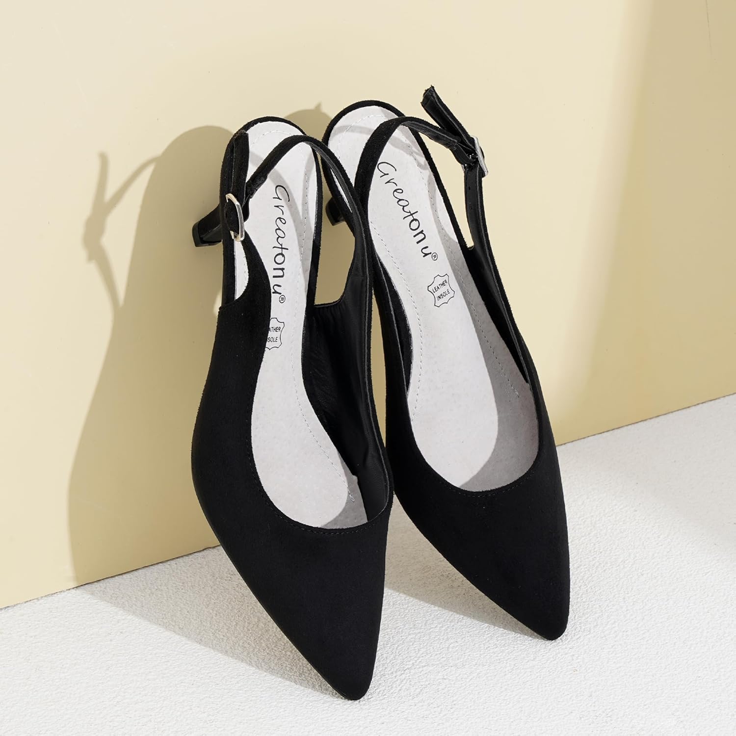 Thumbnail 2 de Greatonu Pointed Toe Slingback Kitten Heels: Versatile 2.5 Inch Dressy Pumps