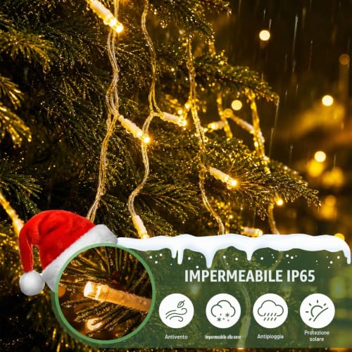 Detalle de Hoteril 10M Tenda Luminosa Natale LED Cascata – Luci Esterno/Interno
