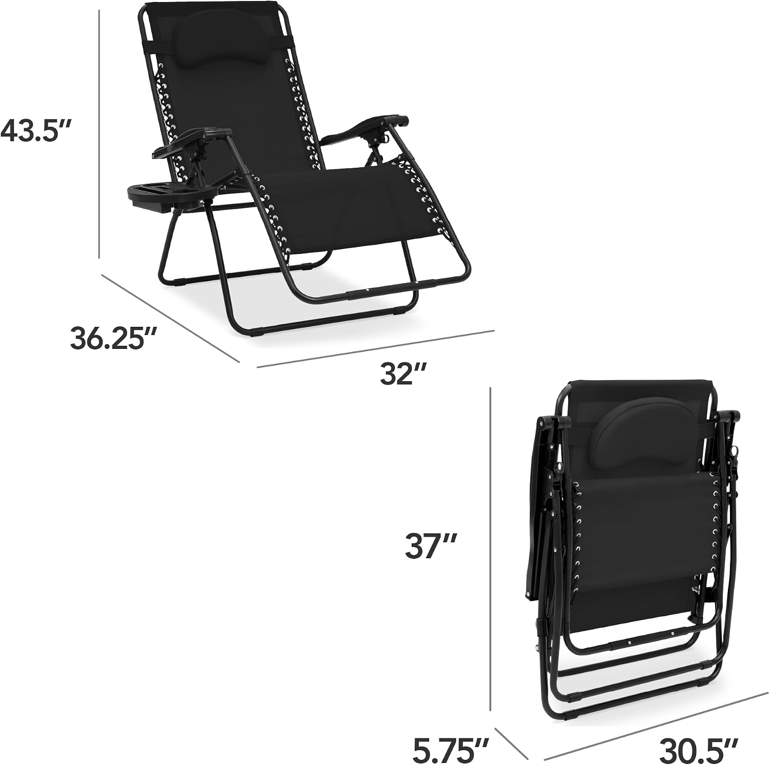 Detalle 2 de Best Choice Products Zero Gravity Chair, 24-Inch Seat