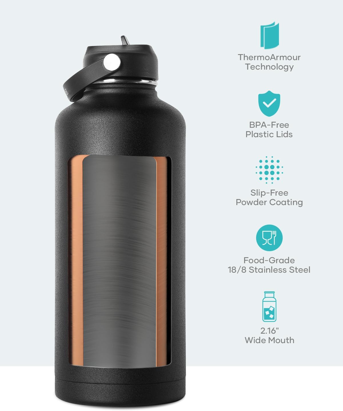 Thumbnail 3 de BUZIO 2.5L Stainless Steel Vacuum Insulated Water Bottle with Straw and Flex Lids