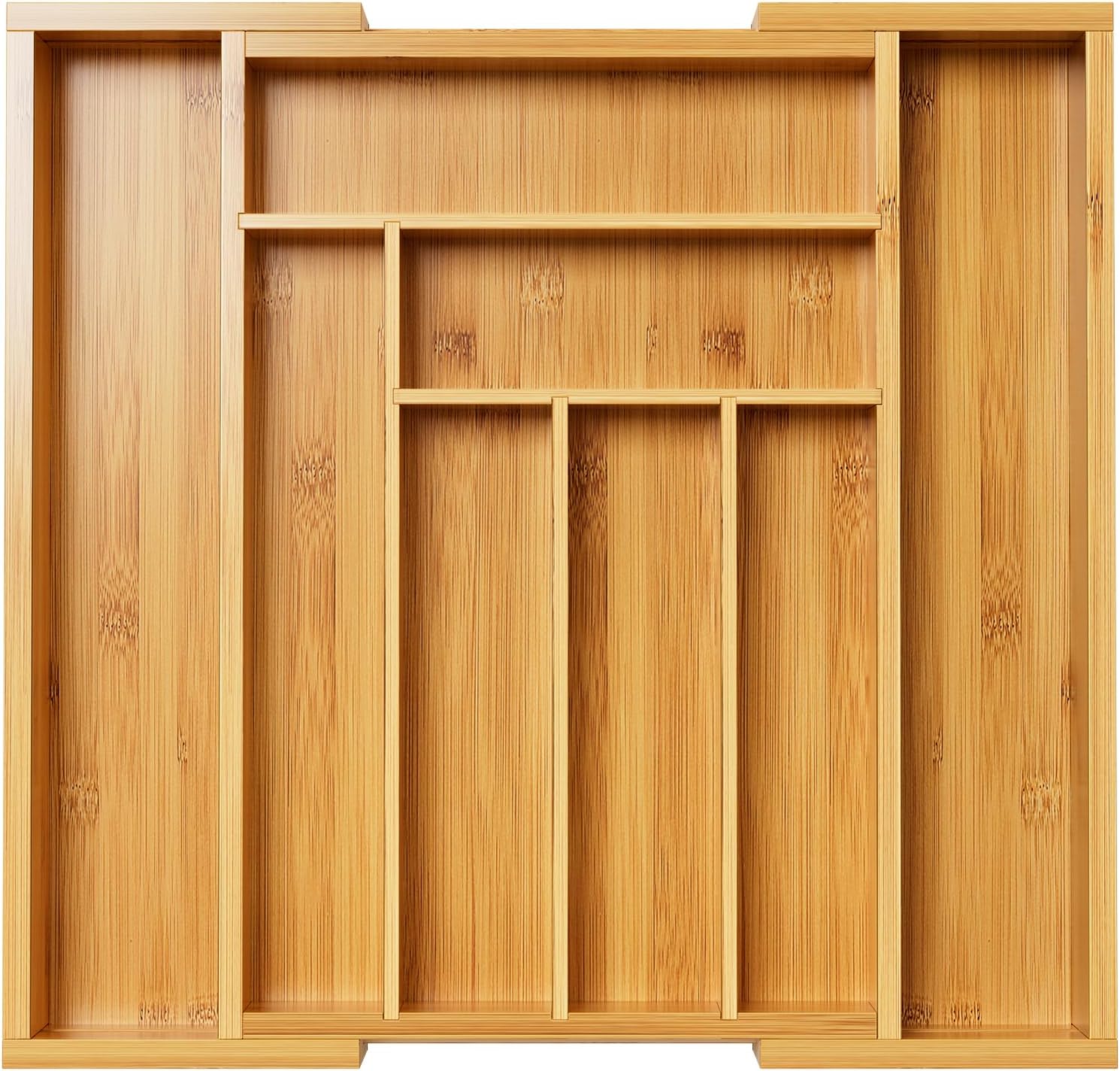 Detalle de Pipishell Medium Bamboo Silverware Drawer Organizer, Expandable 10.31–16.54 Inches