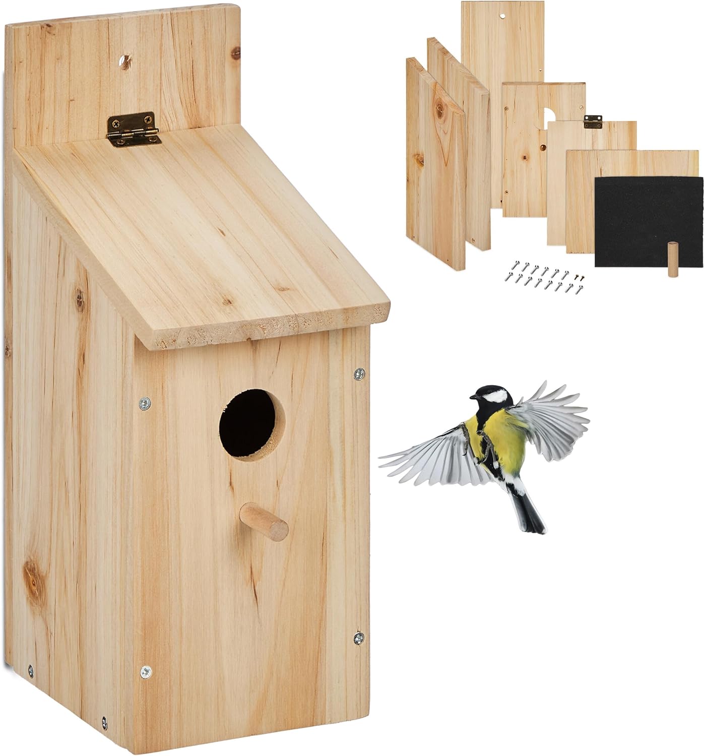 Nichoir d’extérieur pour oiseaux à assembler Relaxdays – trou d’envol de 32 mm