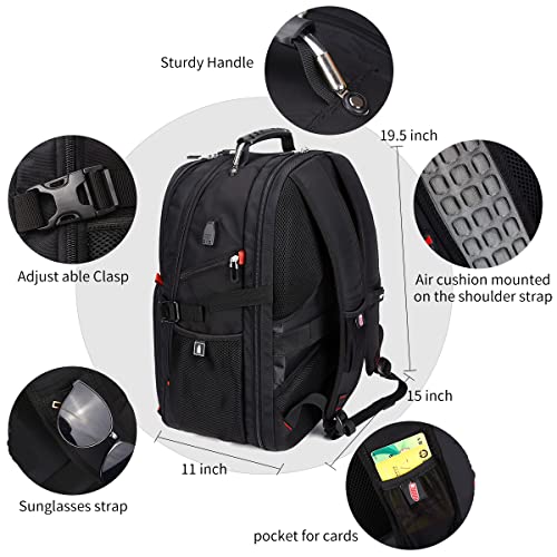 Detalle 2 de SHRRADOO Extra Large Travel Laptop Backpack for Men, 50L Capacity
