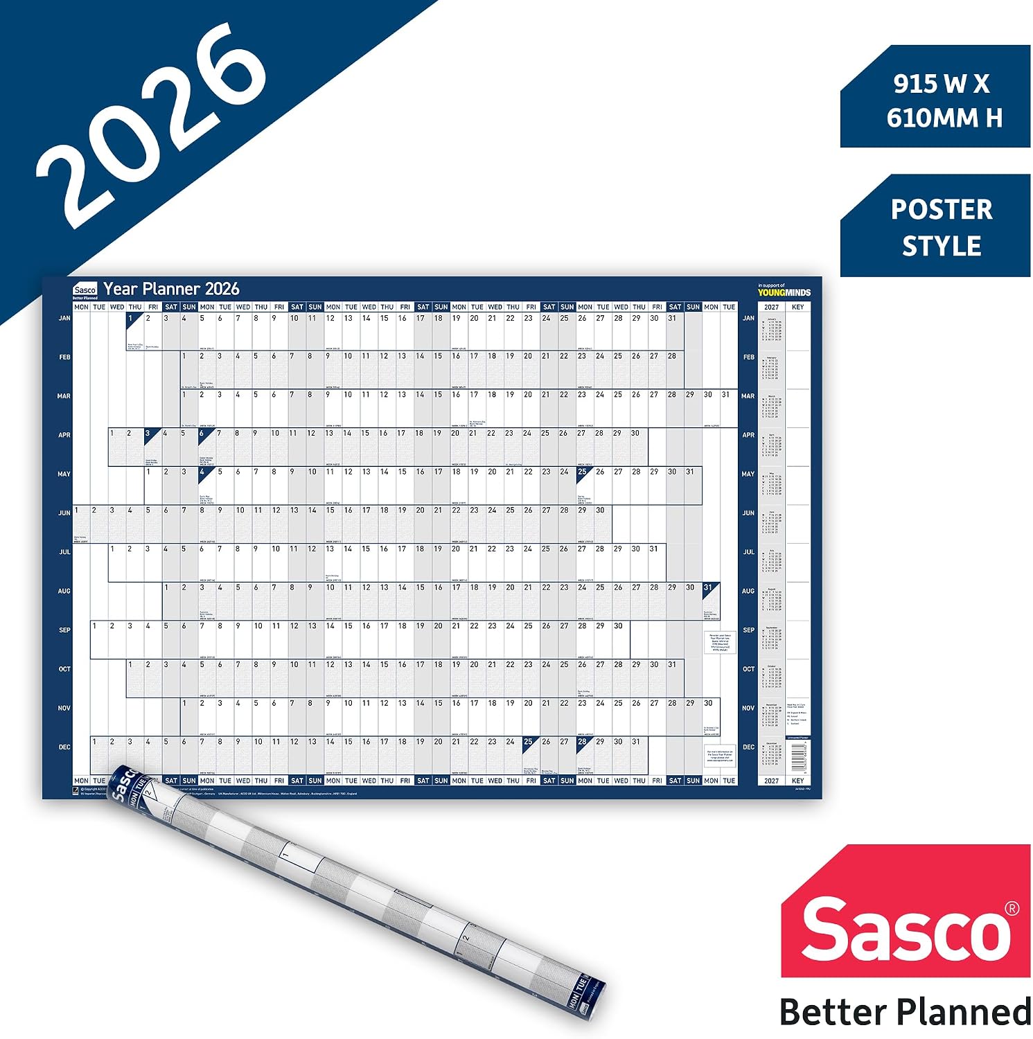Thumbnail 5 de Sasco 2026 Wall Planner 91.5x61cm ๐