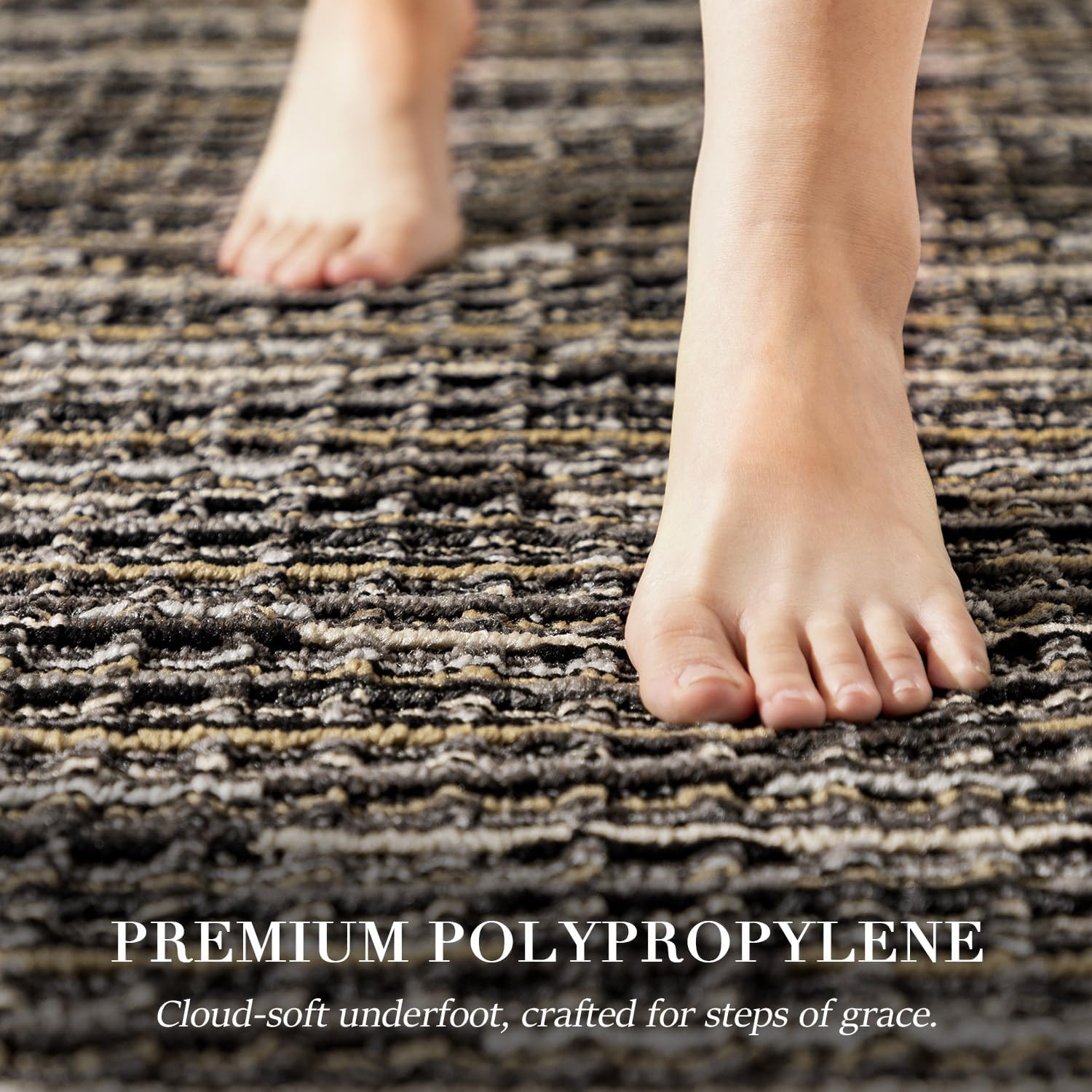 Thumbnail 2 de Kitchen Rugs Set of 2: Non-Slip, Stain-Resistant Runner + Mat (Black, 20"x47" + 20"x32")