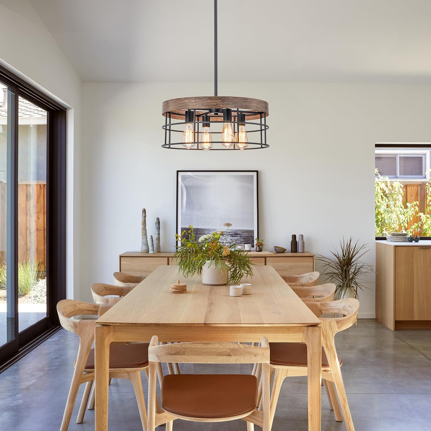 Thumbnail 6 de Farmhouse drum chandelier, 19.7-inch