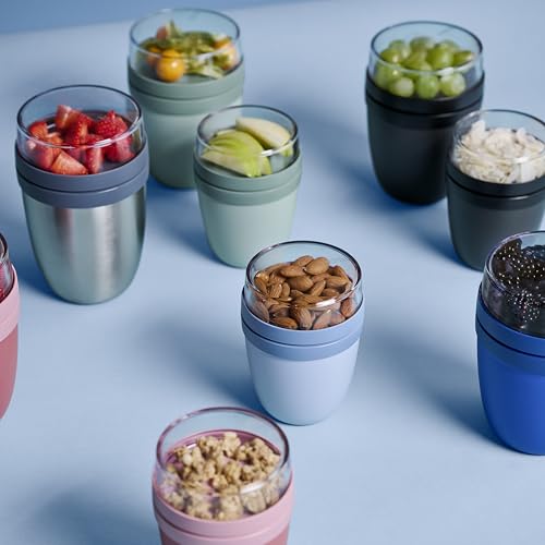 Detalle 2 de Mepal Müslibecher to go – zwei Behälter Lunchpot mit je eigenem Deckel, Nordic Blue