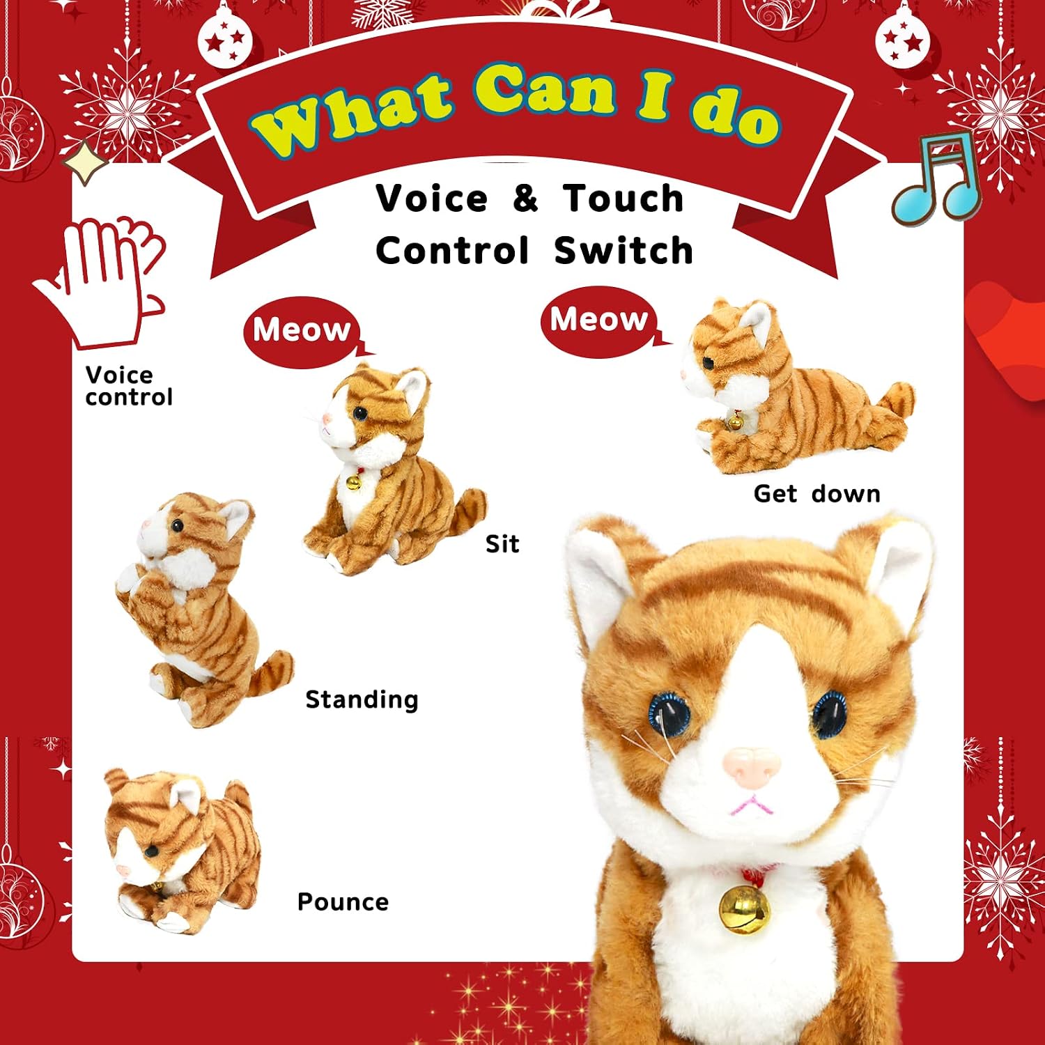 Detalle 1 de Interactive Plush Cat Robot Toy, Yellow