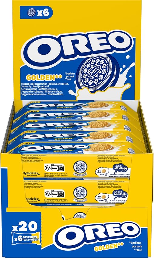 Oreo Golden Galletas de Vainilla 66g - Pack 20 🍪
