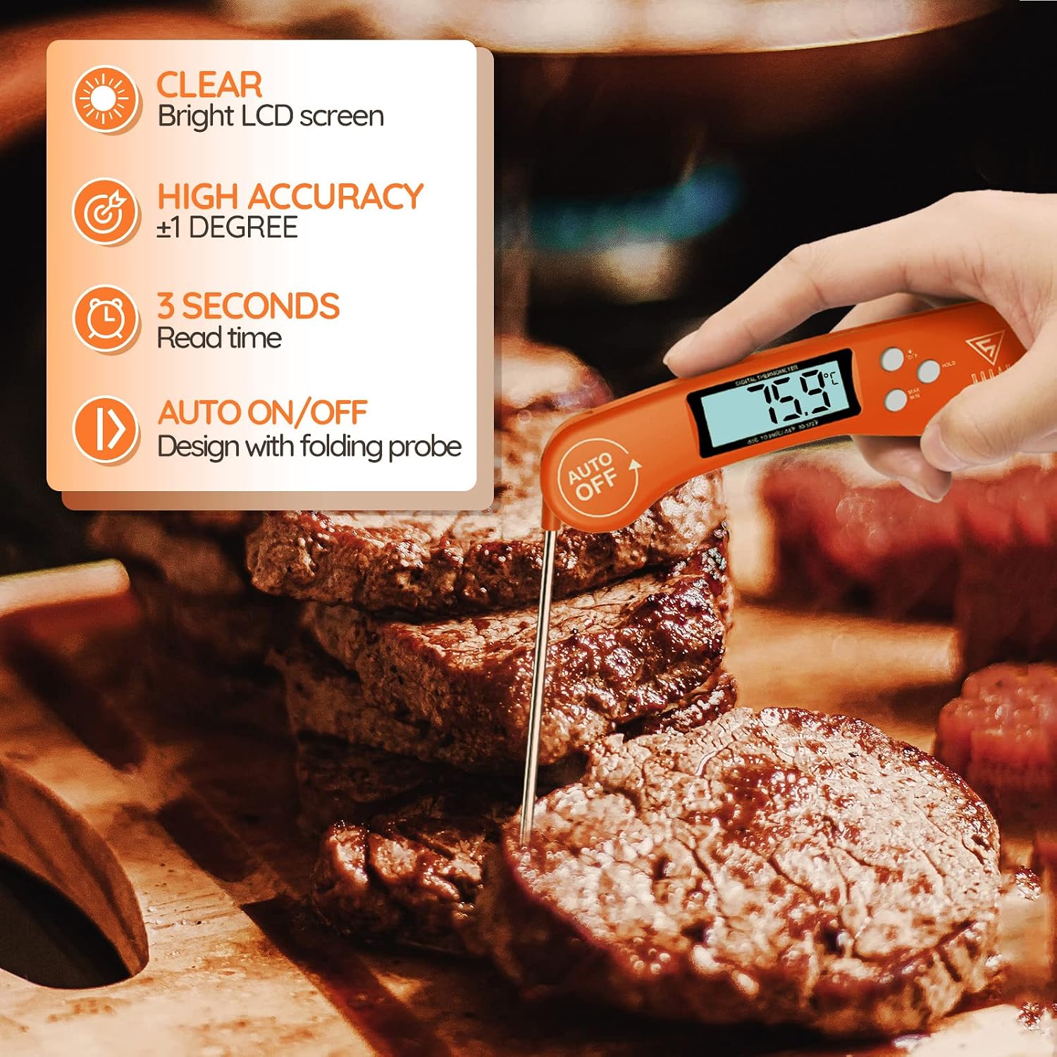 Thumbnail 3 de DOQAUS Food Thermometer – 3-second instant read meat thermometer with backlit LCD