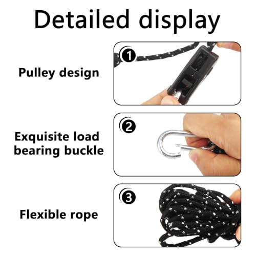 Detalle de LEIMEND Abspannseile mit Seilspanner Set – 6er Pack Zeltschnur + 6 Erdspieße