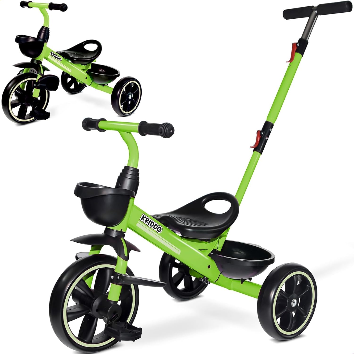 KRIDDO 2-in-1 Toddler Tricycle for 18 Months to 5 Years
