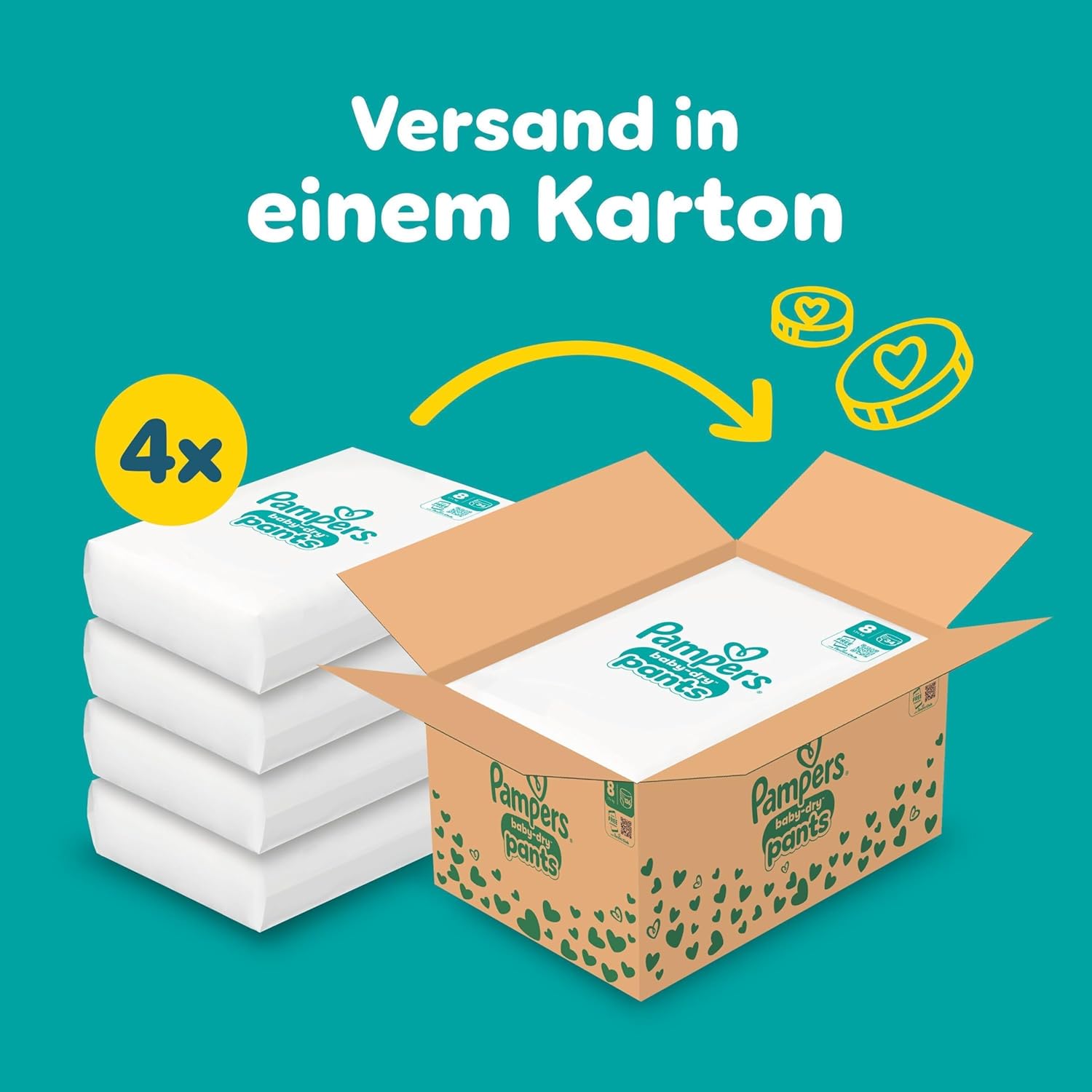 Thumbnail 1 de Pampers Baby-Dry Pants Größe 8 (17 kg+), 136 Stück – 360° auslaufsichere Windelhose für Tag & Nacht