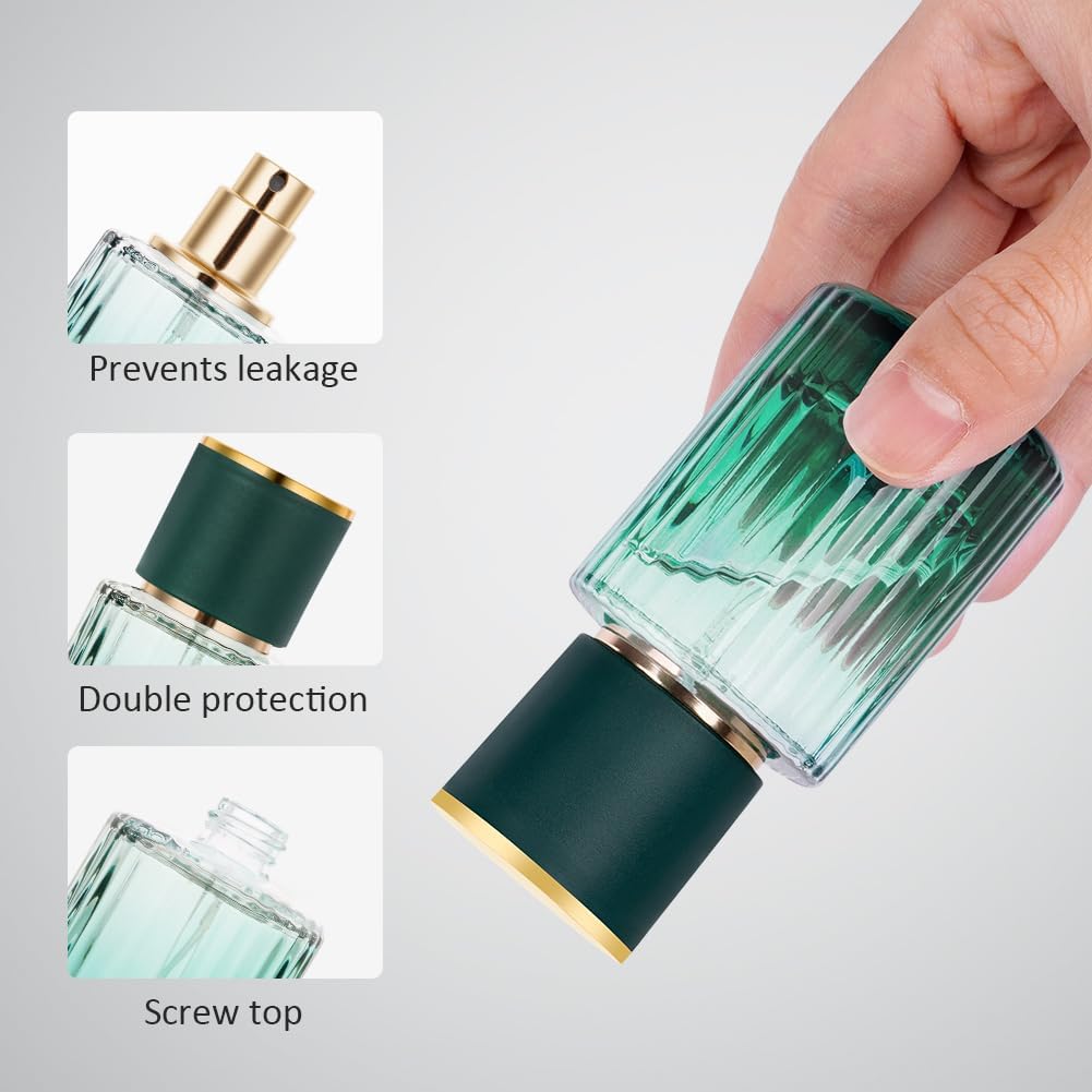 Detalle de LOPHE Parfümzerstäuber 4x30ml – wiederbefüllbare Glas-Sprühflasche mit Zubehör für Reisen