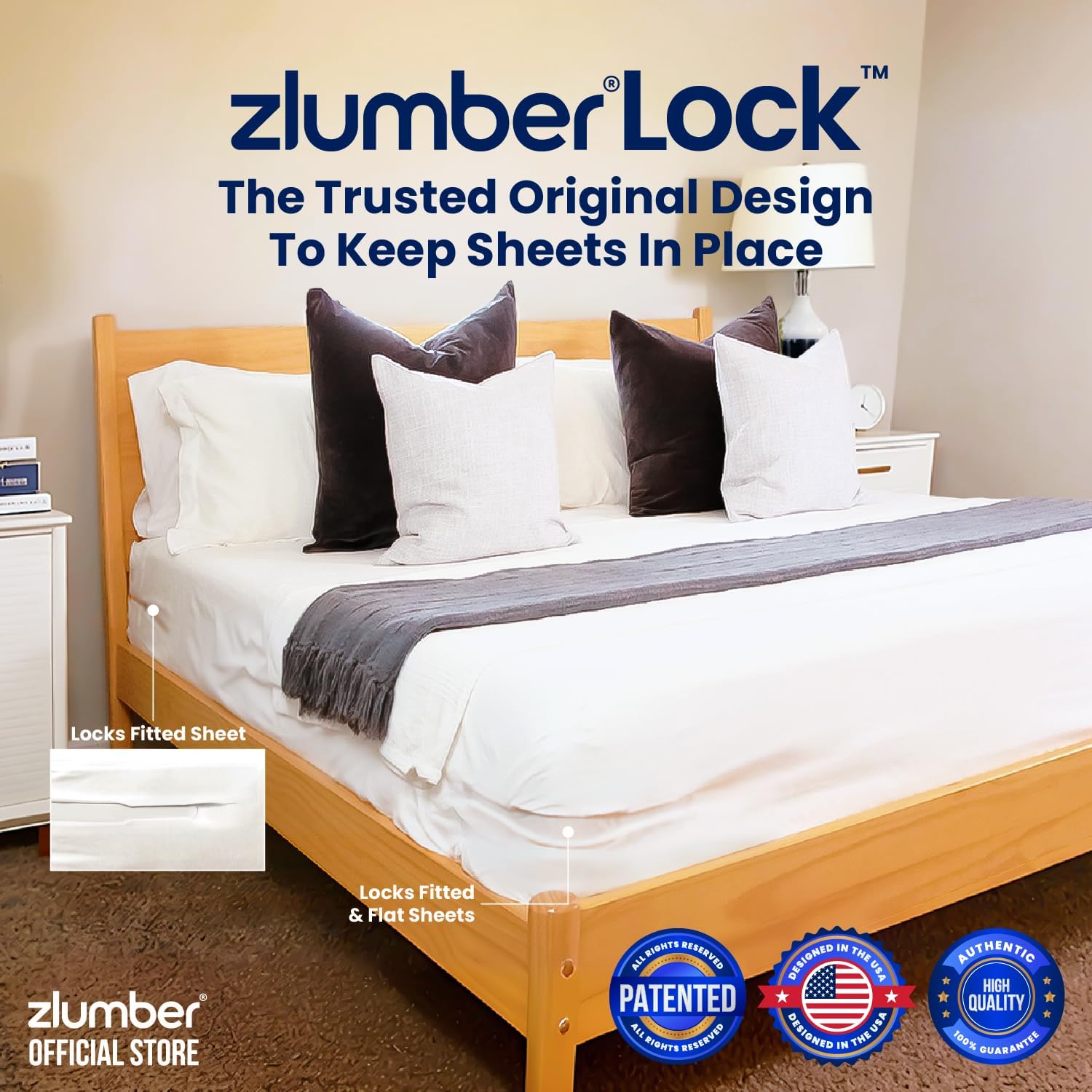 Thumbnail 1 de The Original USA Patented ZlumberLock Secure Sheet Holder with Heavy-Duty Mattress Straps