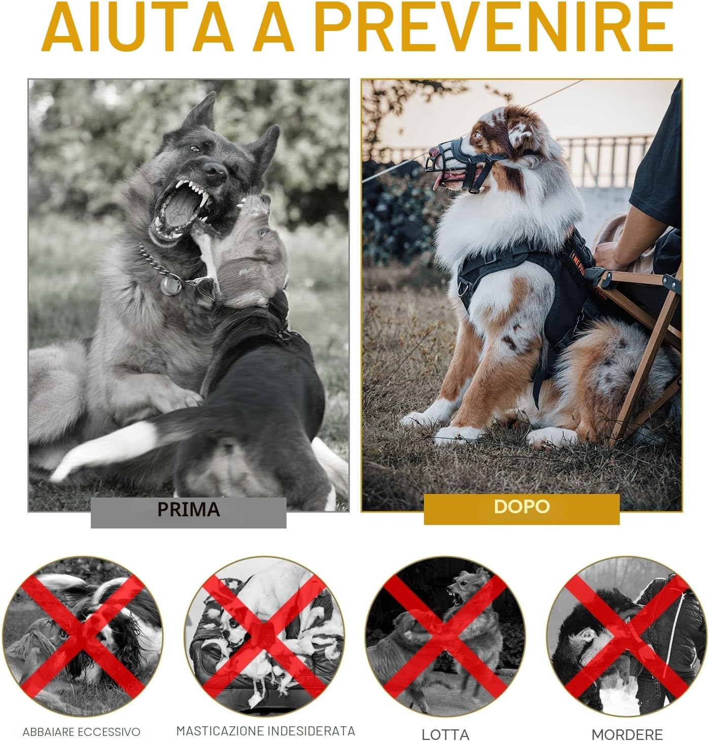 Detalle de OneTigris Museruola per cani: museruola morbida in mesh TPE, regolabile per taglie medio/grandi