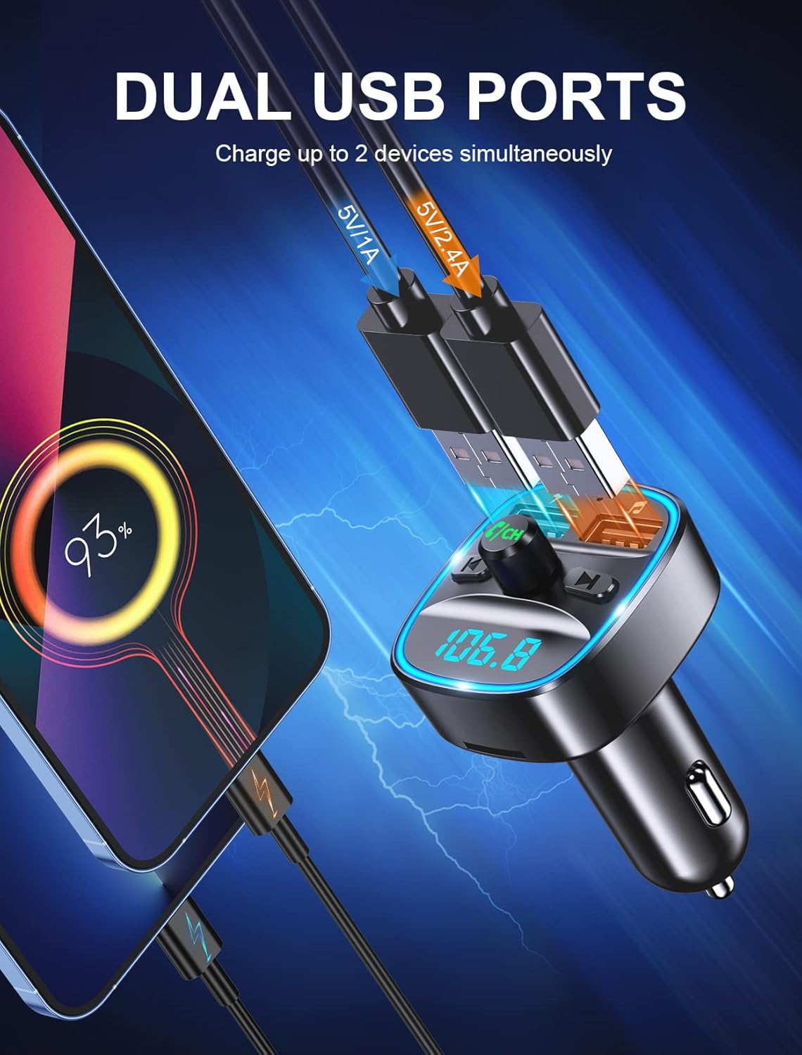 Thumbnail 1 de Mohard Bluetooth Car Adapter with dual USB 5V/2.4A