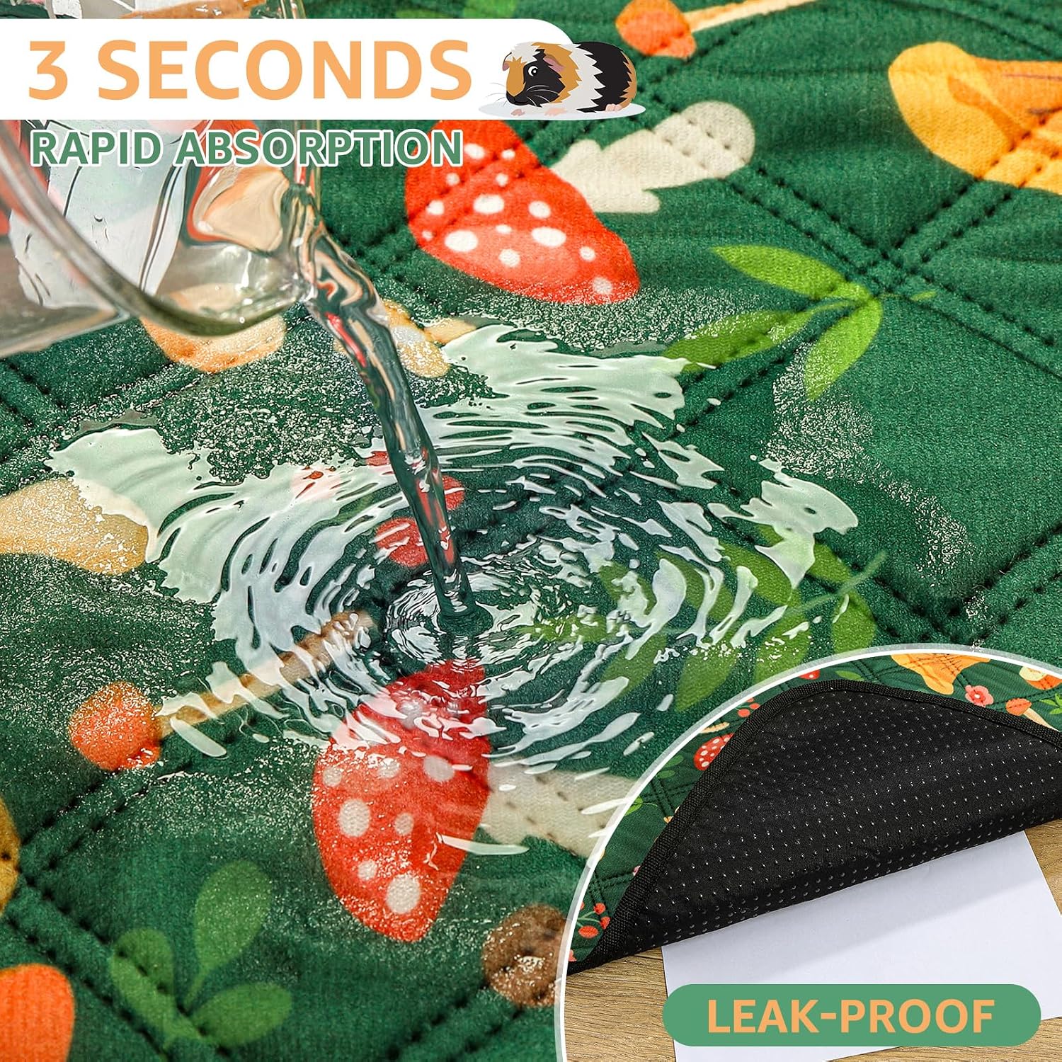 Detalle de Scenereal Guinea Pig Cage Liner 2-Pack with Cleaning Brush – 14x27 inches, Reusable Absorbent Pads