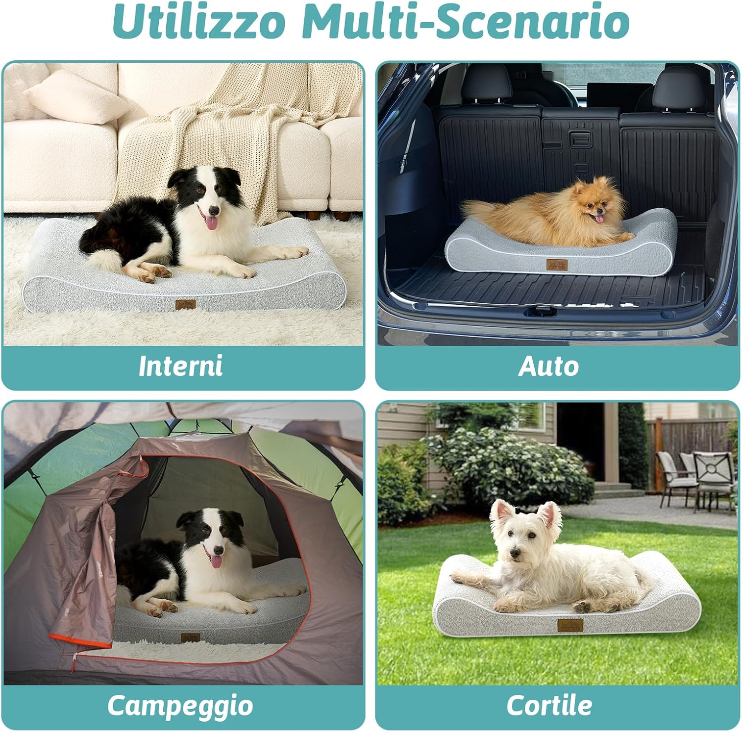Thumbnail 6 de COZY KISS Cuccia per cani lavabile 114x76x15 cm con bordo rialzato e materasso ortopedico impermeabile antiscivolo grigio
