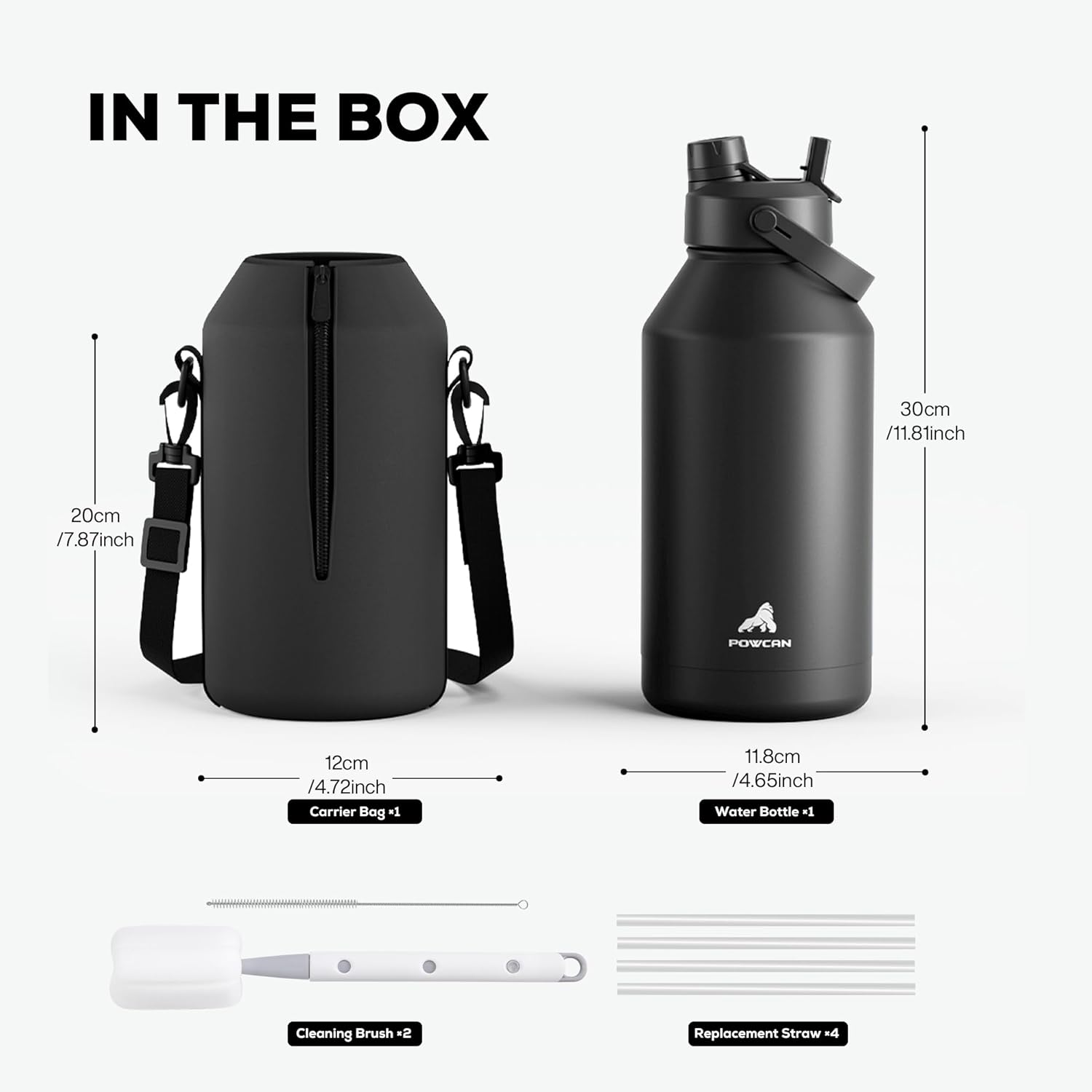 Thumbnail 3 de POWCAN 64 oz Insulated Water Bottle with 2-in-1 Lid (Midnight)