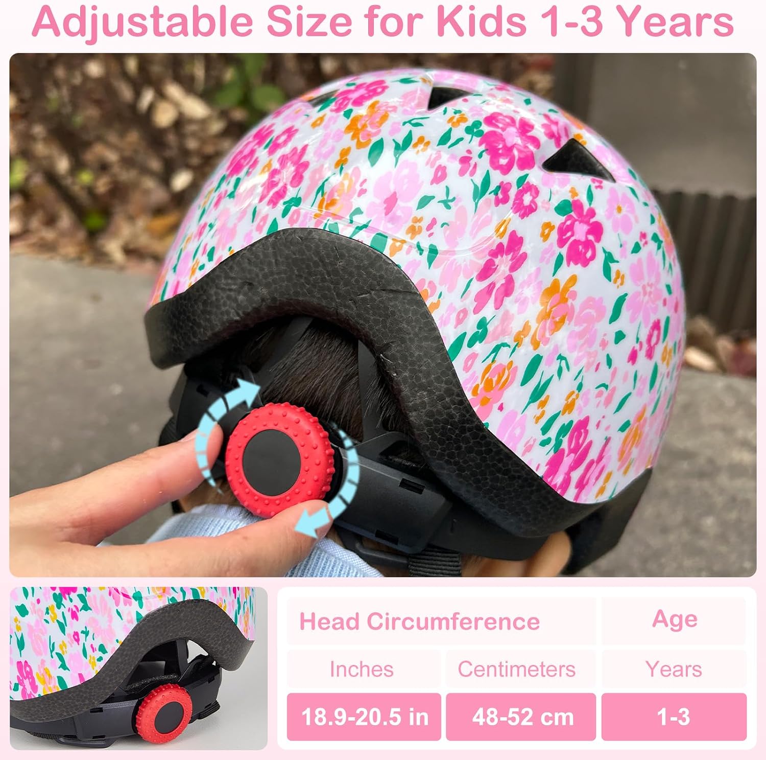 Detalle de MHJY Toddler Helmet: Adjustable 1–3 Years Bike, Scooter and Skateboard Helmet