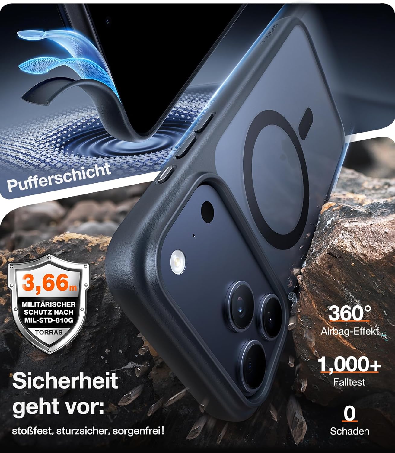 Thumbnail 3 de TORRAS Guardian-Mag Case für iPhone 17 Pro – MagSafe, Militärschutz & 360°-Schutz