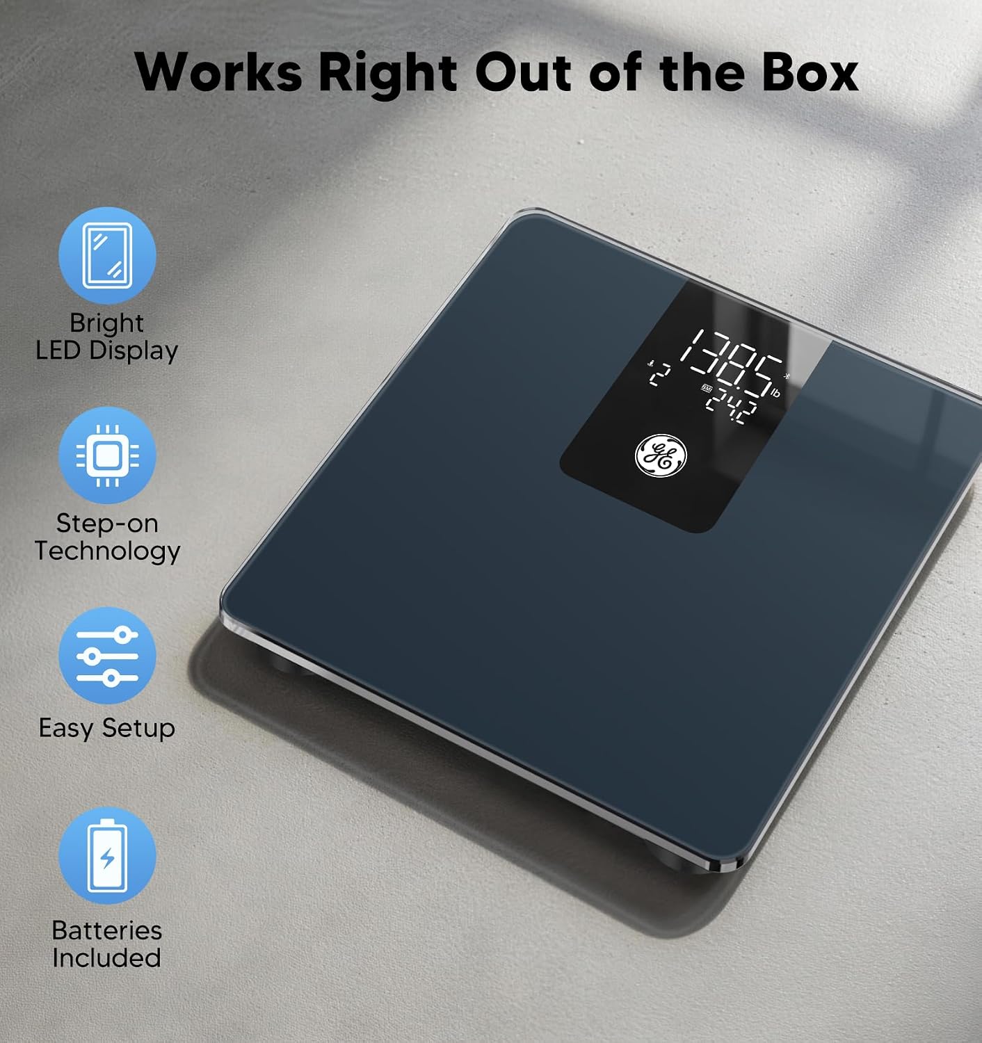 Thumbnail 5 de GE 11-Inch Digital Bathroom Scale, Tempered Glass, Bluetooth, Weight and BMI